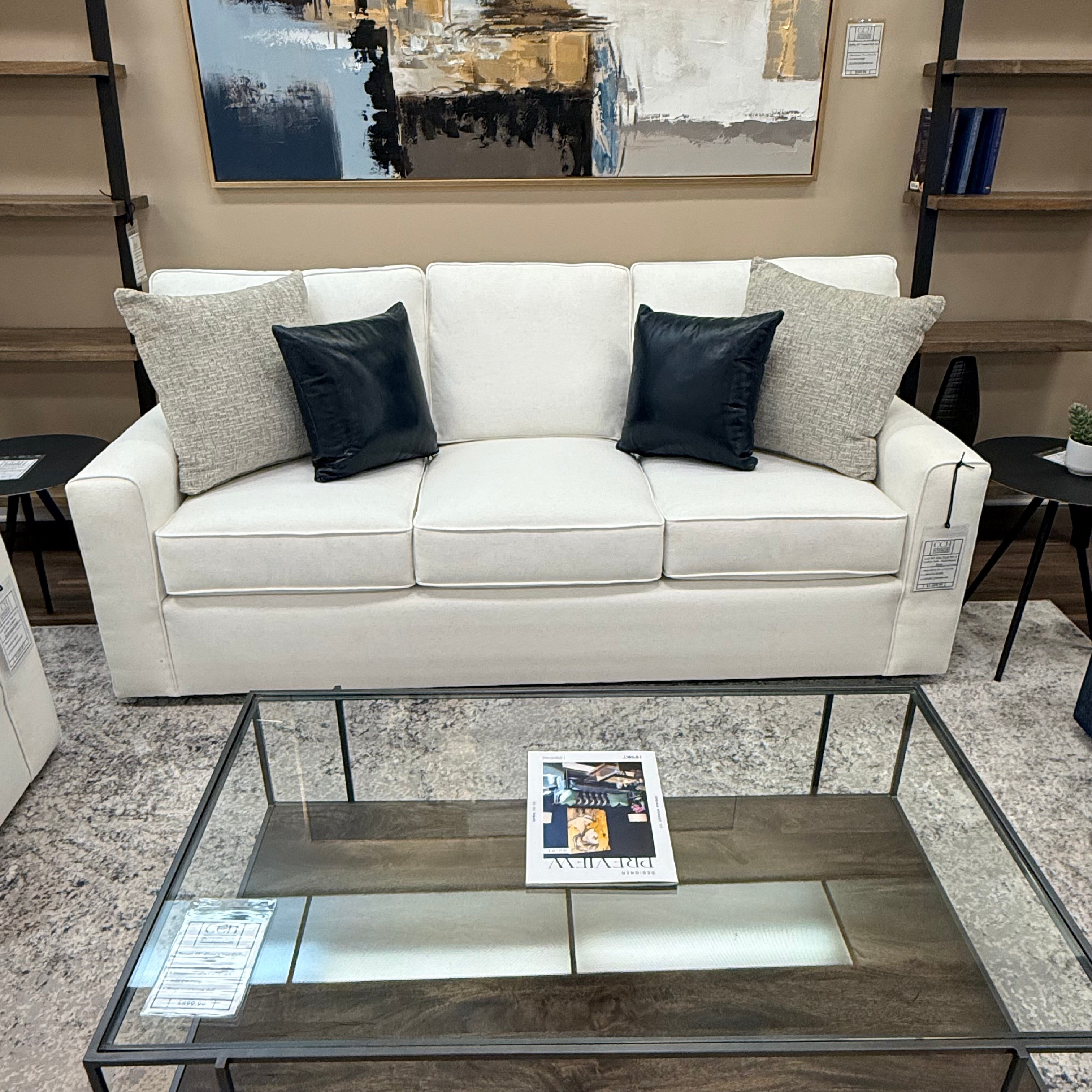 Leah 83" Wide Track Arm 2 Cushion Sofa - Performance Snow