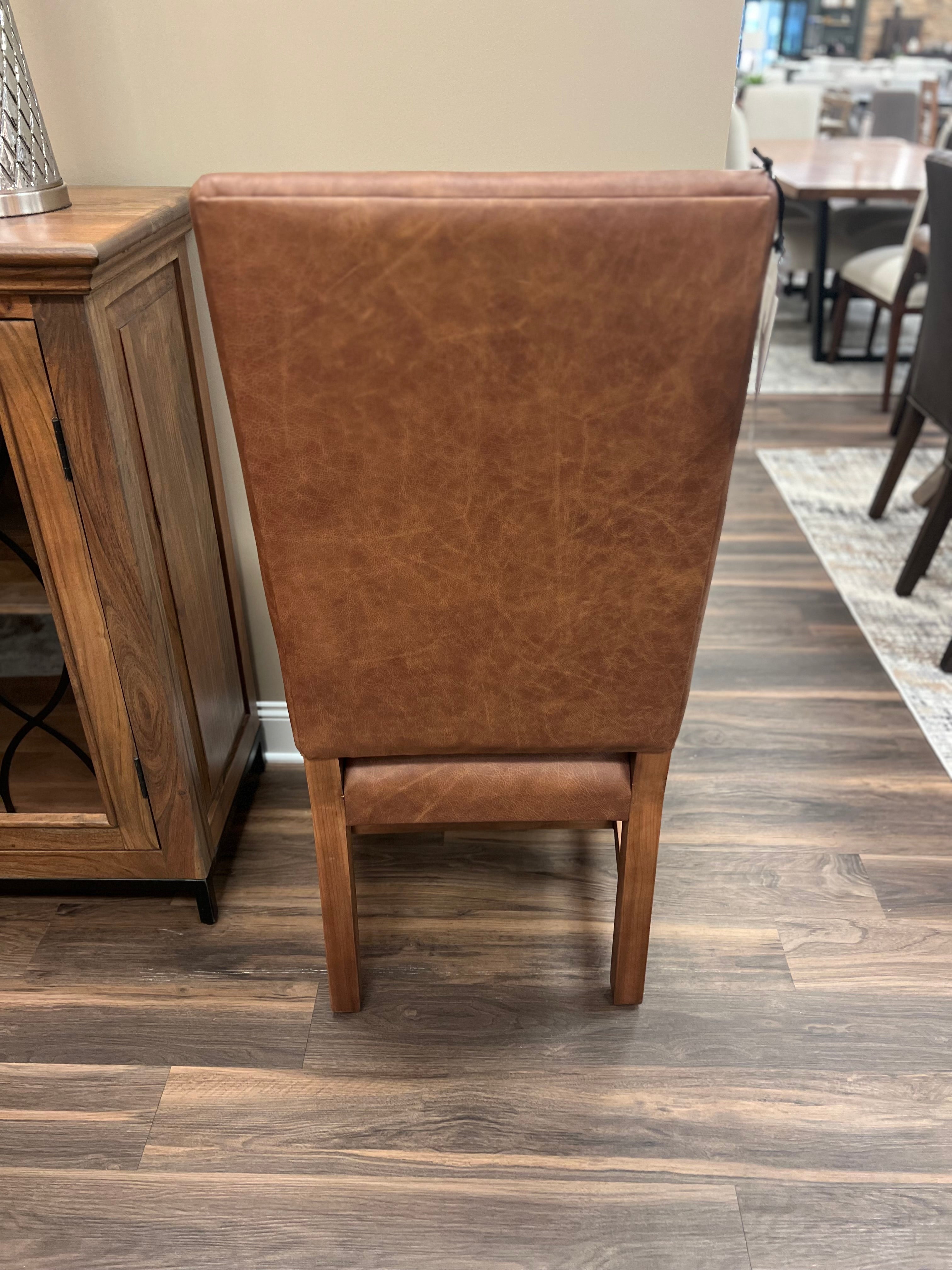 Jeremiah Top Grain Leather Dining Chair - Whiskey + Natural