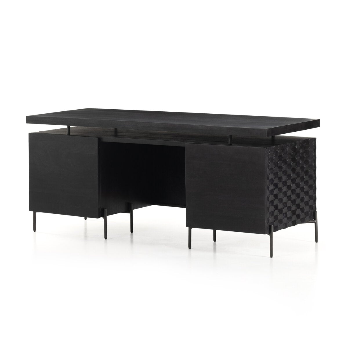 Raymond 71" Desk - Carved Black Wash