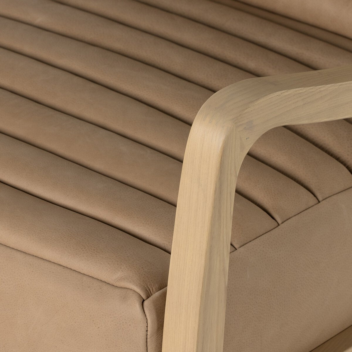 Chaz 28" Top Grain Leather Recliner - Nude + Beachwood