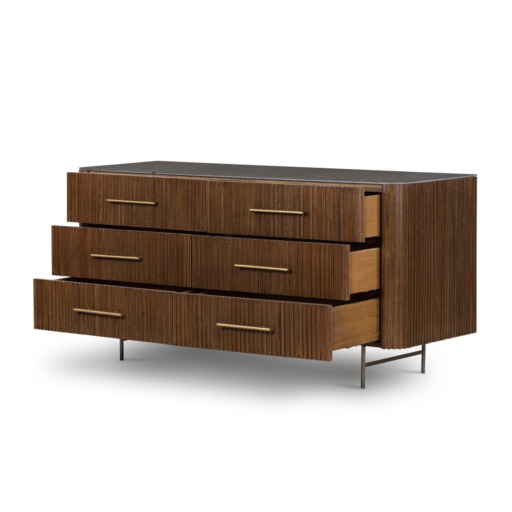 Danvers 65" 6 Drawer Dresser - Dark Brown Oak
