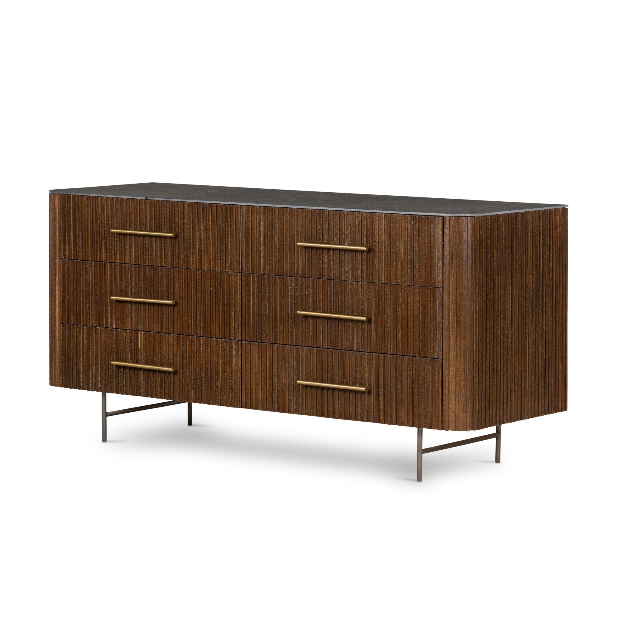 Danvers 65" 6 Drawer Dresser - Dark Brown Oak