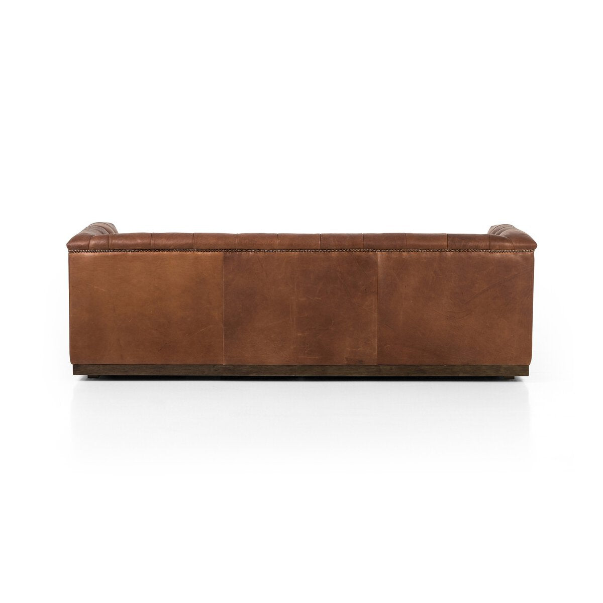 Maxine 86" Top Grain Leather Bench Cushion Sofa - Heirloom Sienna