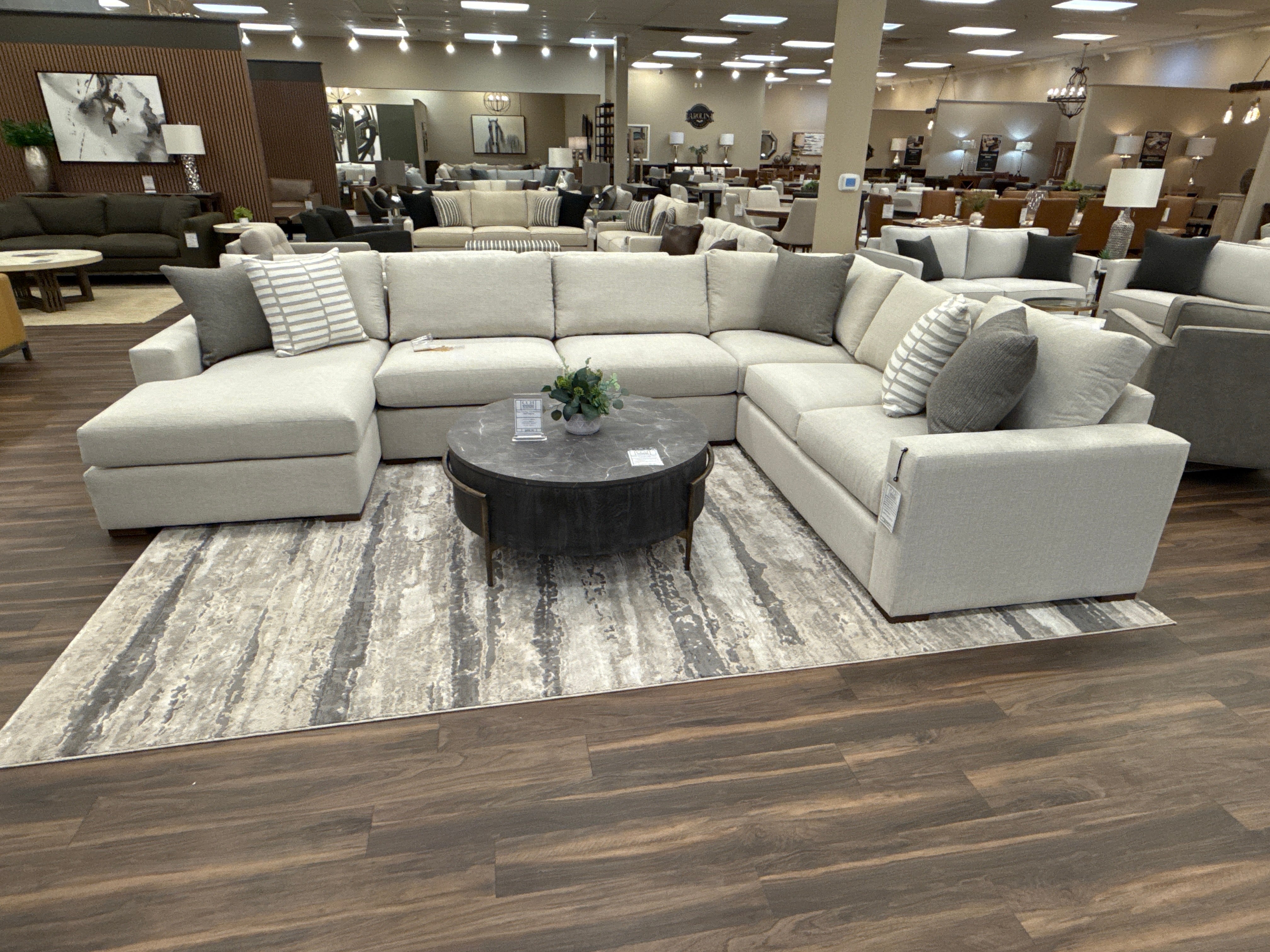 Gretchen Quick Ship 153" x 107" 5 Cushion Wide Track Arm Sectional w/LAF Chaise - Crypton Quicksilver