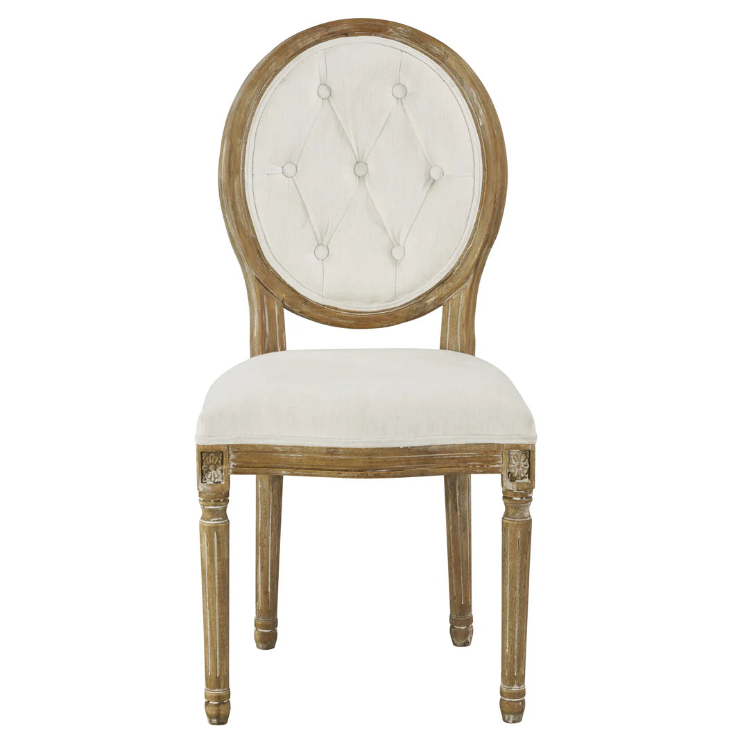 Gretel Tufted Dining Chair - Washable White + Natural