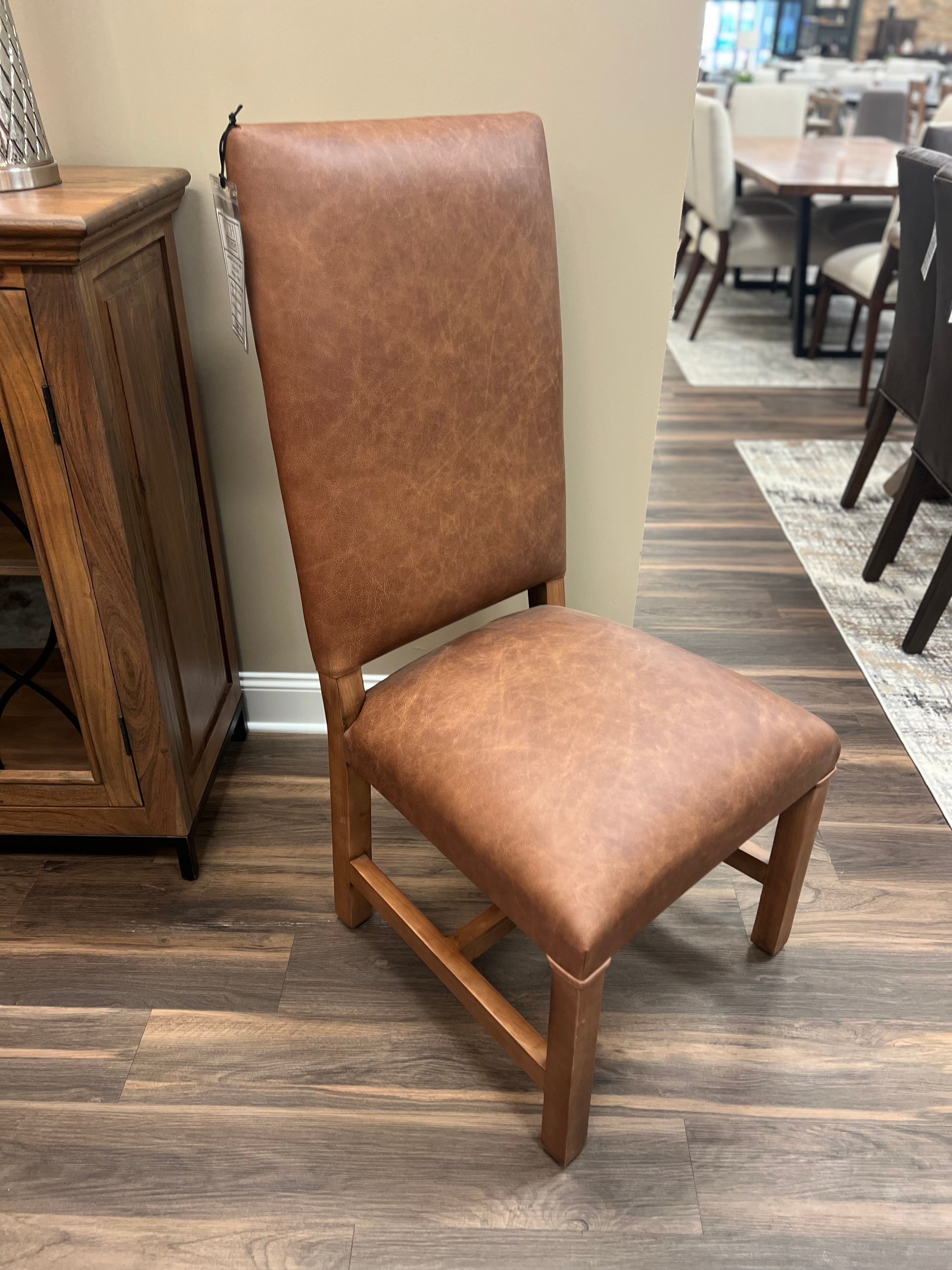 Jeremiah Top Grain Leather Dining Chair - Whiskey + Natural