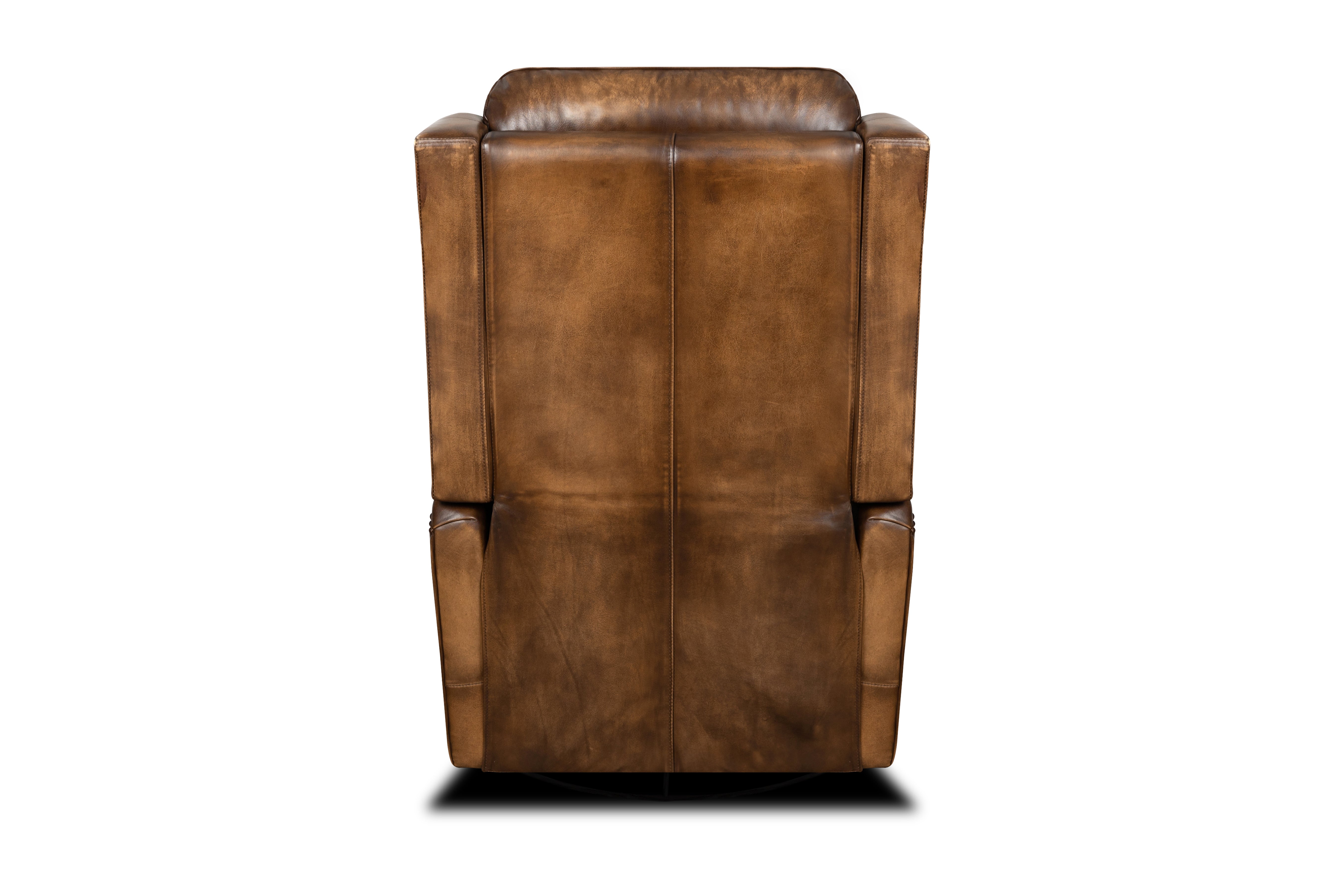 Oxford 37" Top Grain Tufted Leather Power Motion Recliner Swivel Glider - Old English Antique