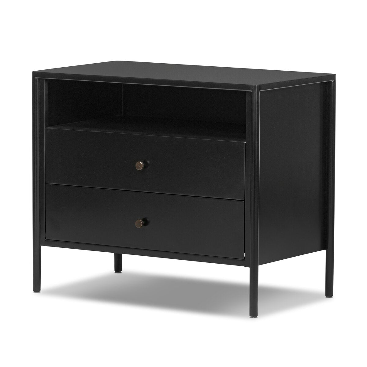 Ellington 32" 2 Drawer Nightstand - Black Iron + Bronze