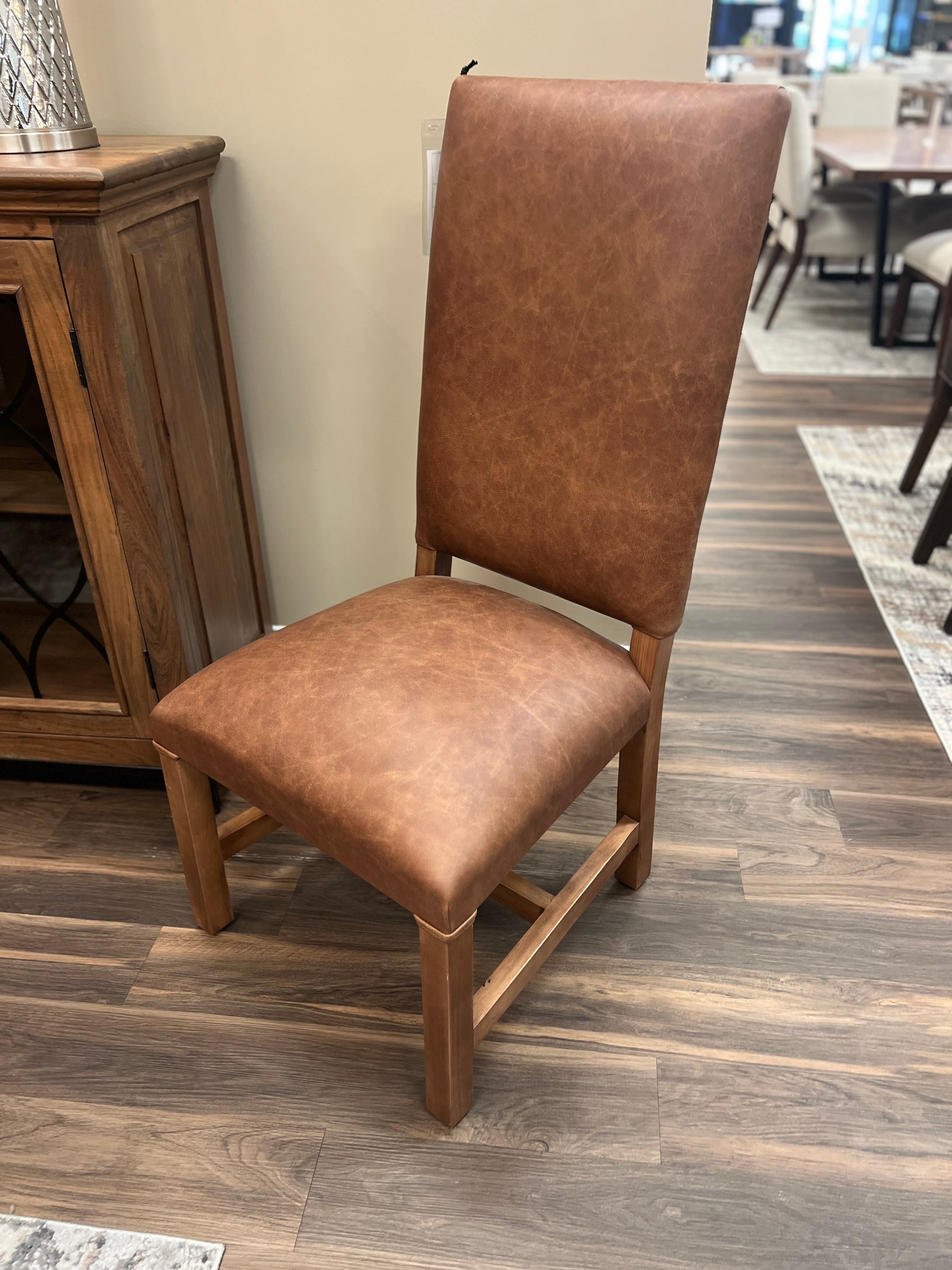 Jeremiah Top Grain Leather Dining Chair - Whiskey + Natural