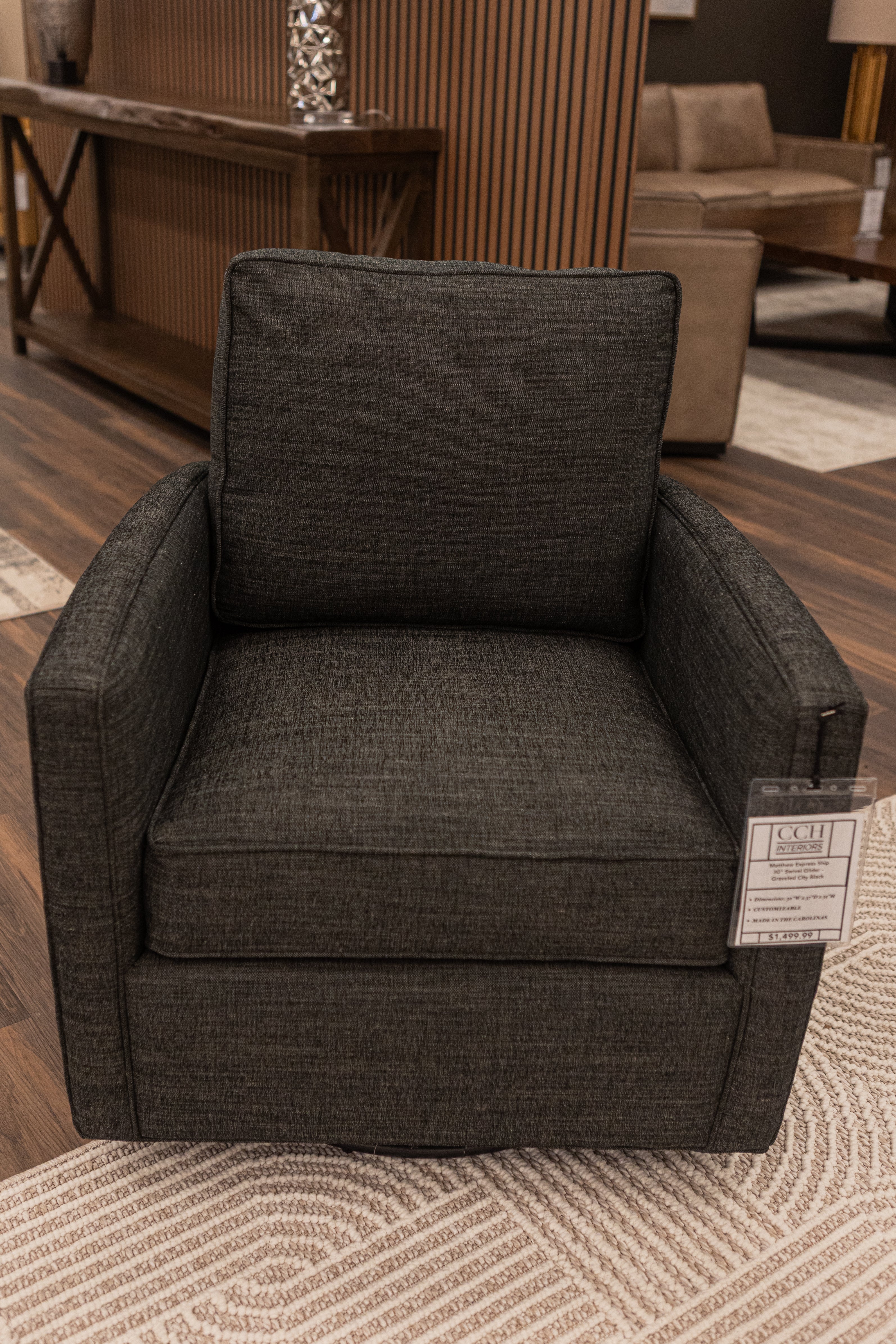 Matthew Express Ship 30" Swivel Glider - Graveled City Black