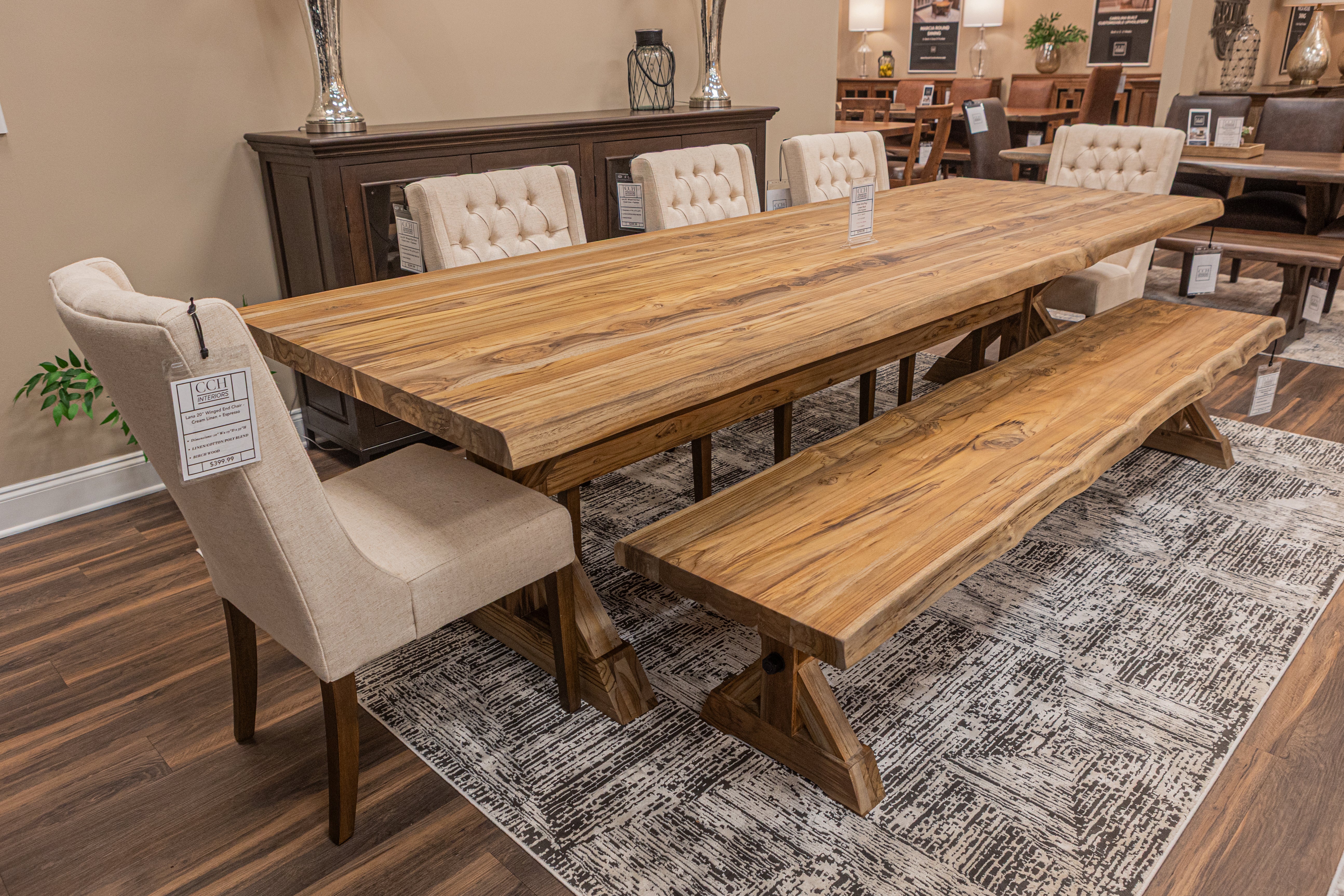 Bartholomew 120" Teak Live Edge Dining Table - Natural