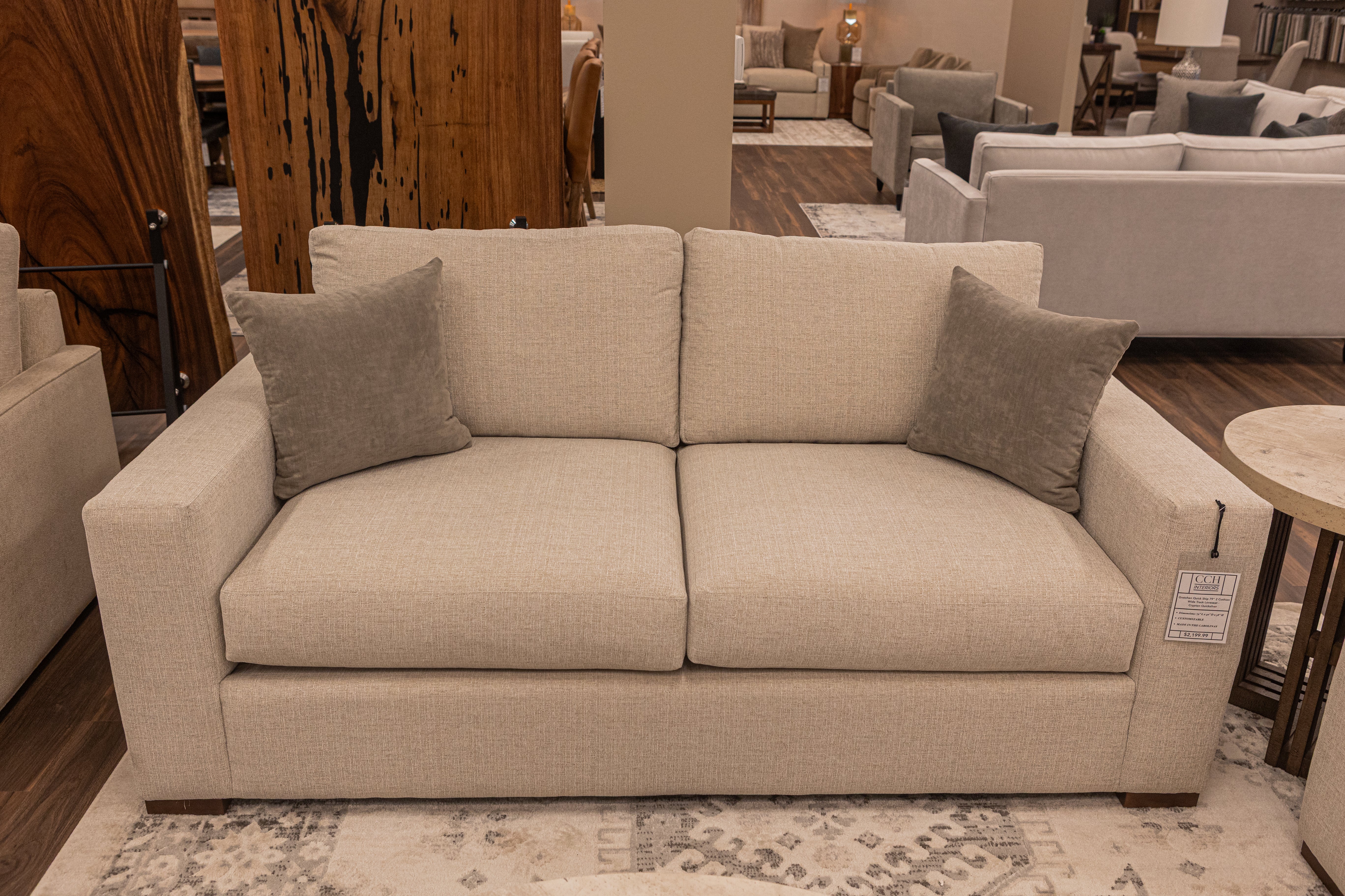 Gretchen Quick Ship 79" 2 Cushion Wide Track Loveseat - Crypton Quicksilver