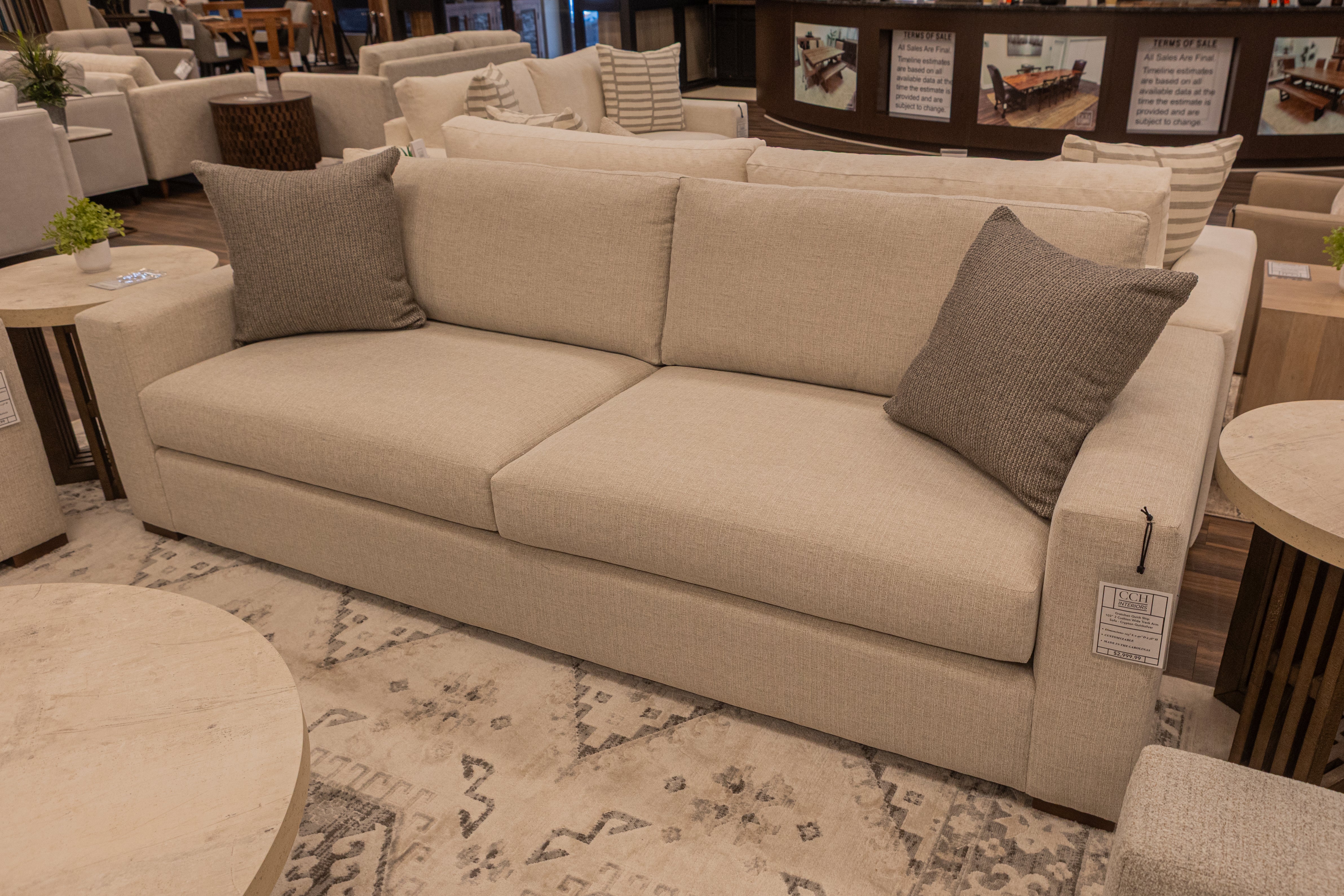 Gretchen Quick Ship 103" 2 Cushion Wide Track Arm Sofa - Crypton Quicksilver