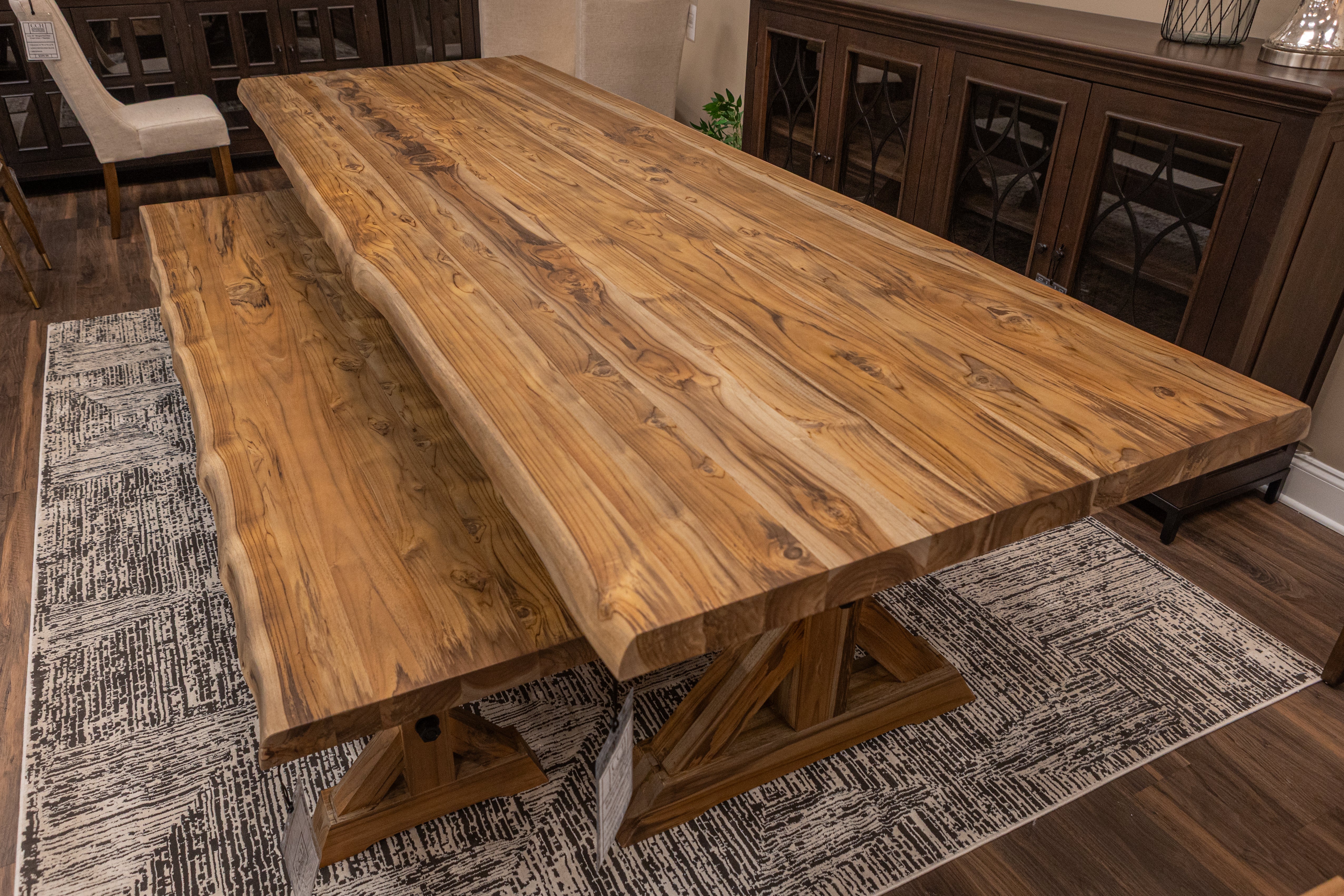 Bartholomew 120" Teak Live Edge Dining Table - Natural
