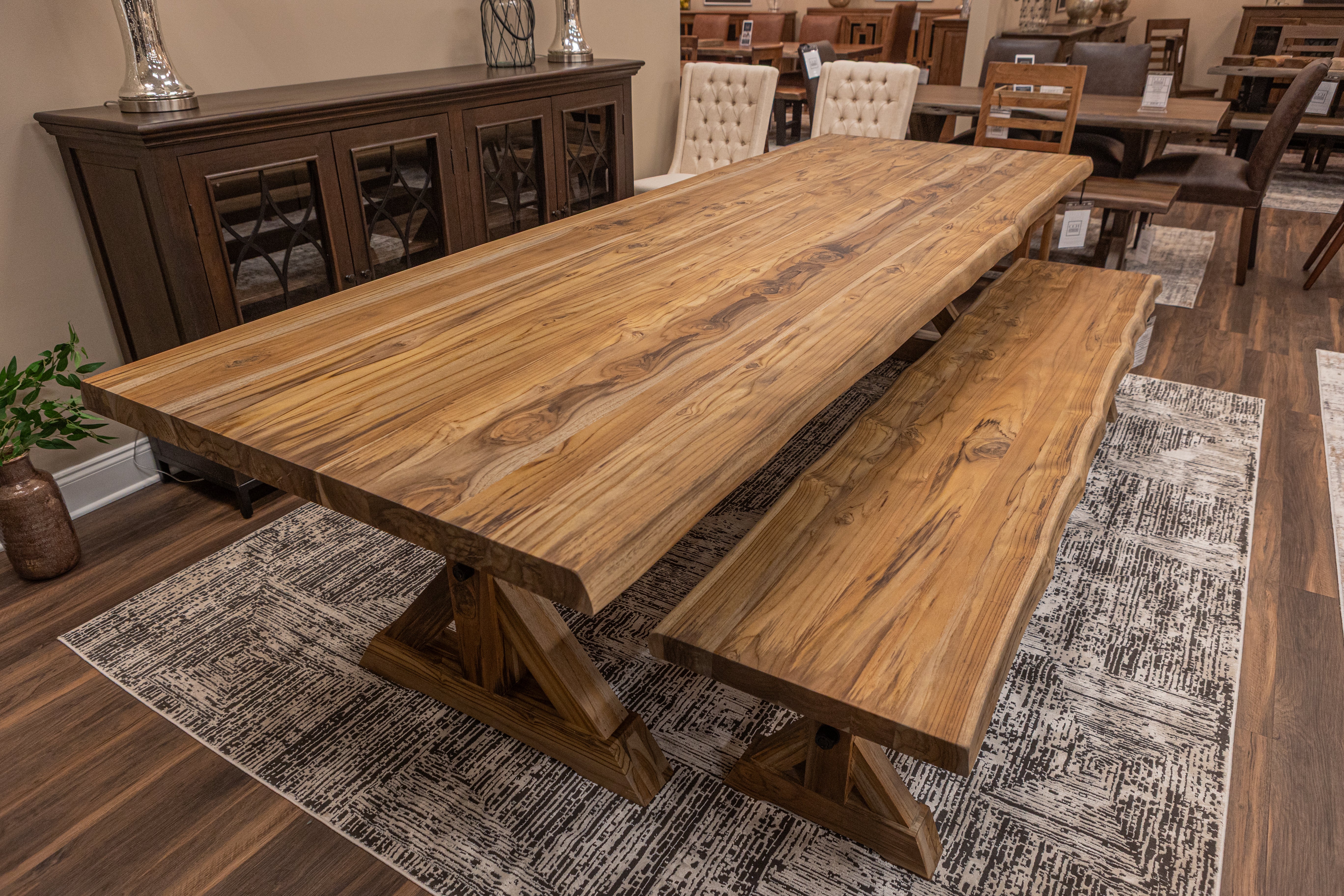 Bartholomew 120" Teak Live Edge Dining Table - Natural