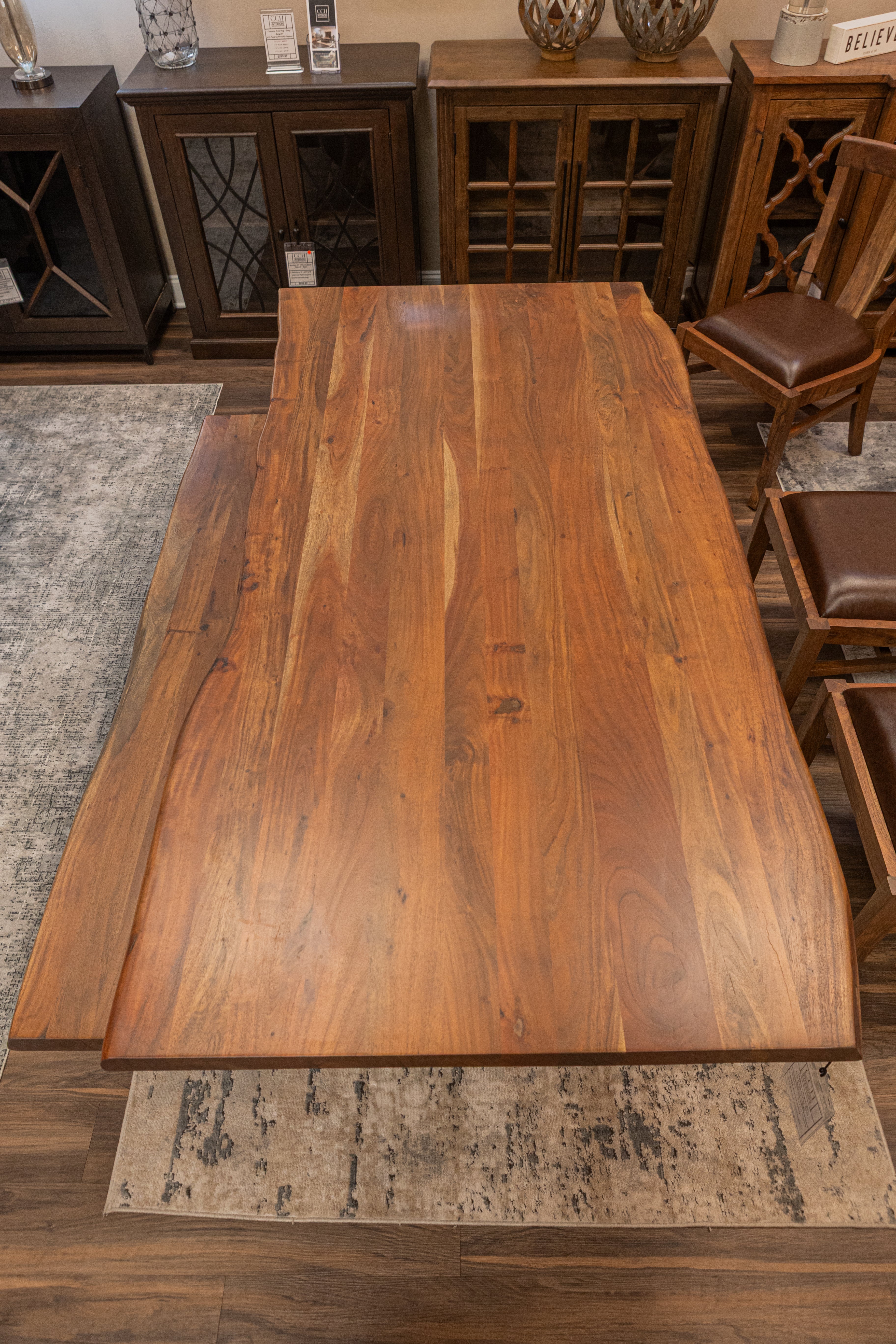 Malcolm Acacia 84" Live Edge Dining Table - Natural + Gray