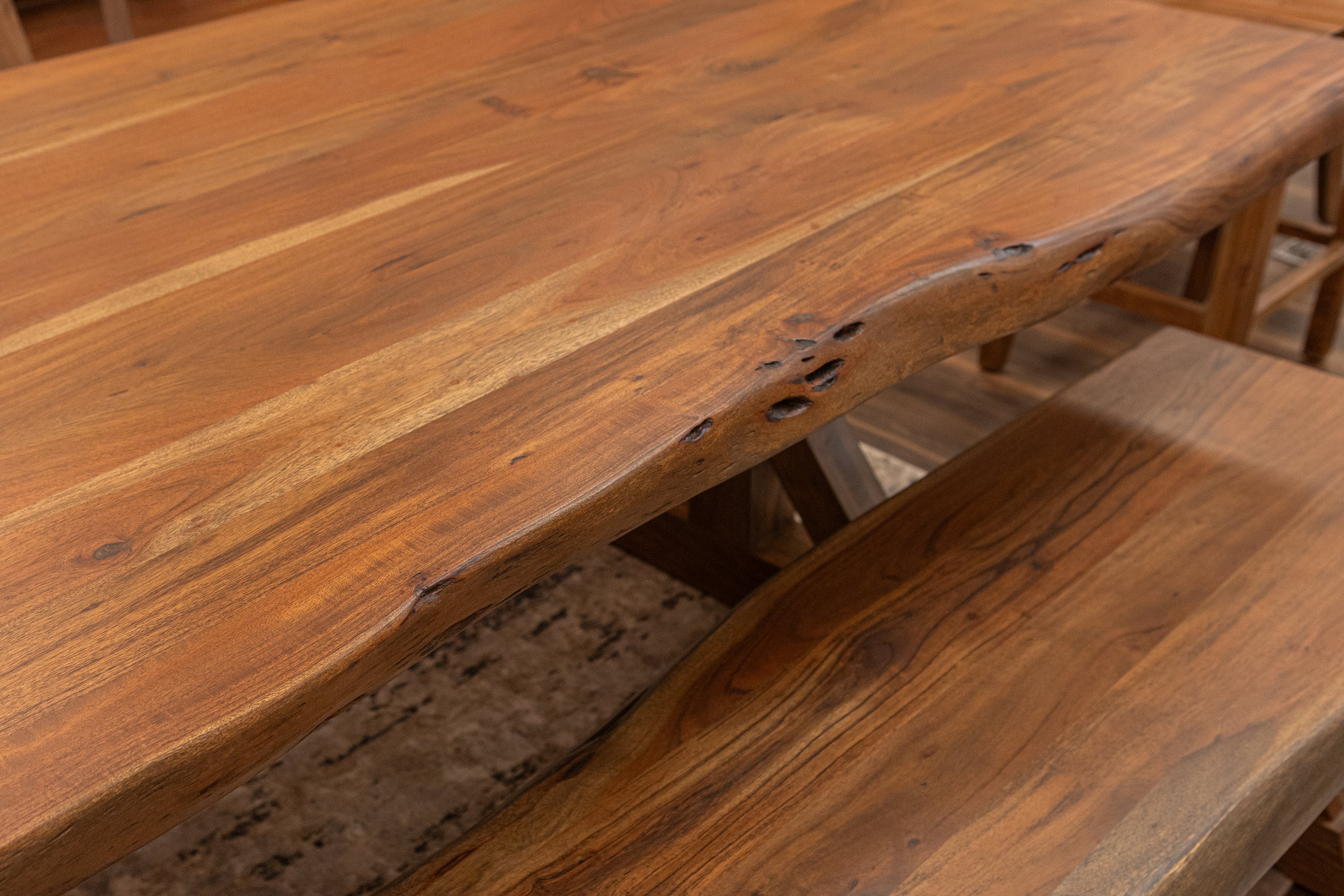 Malcolm Acacia 84" Live Edge Dining Table - Natural + Gray