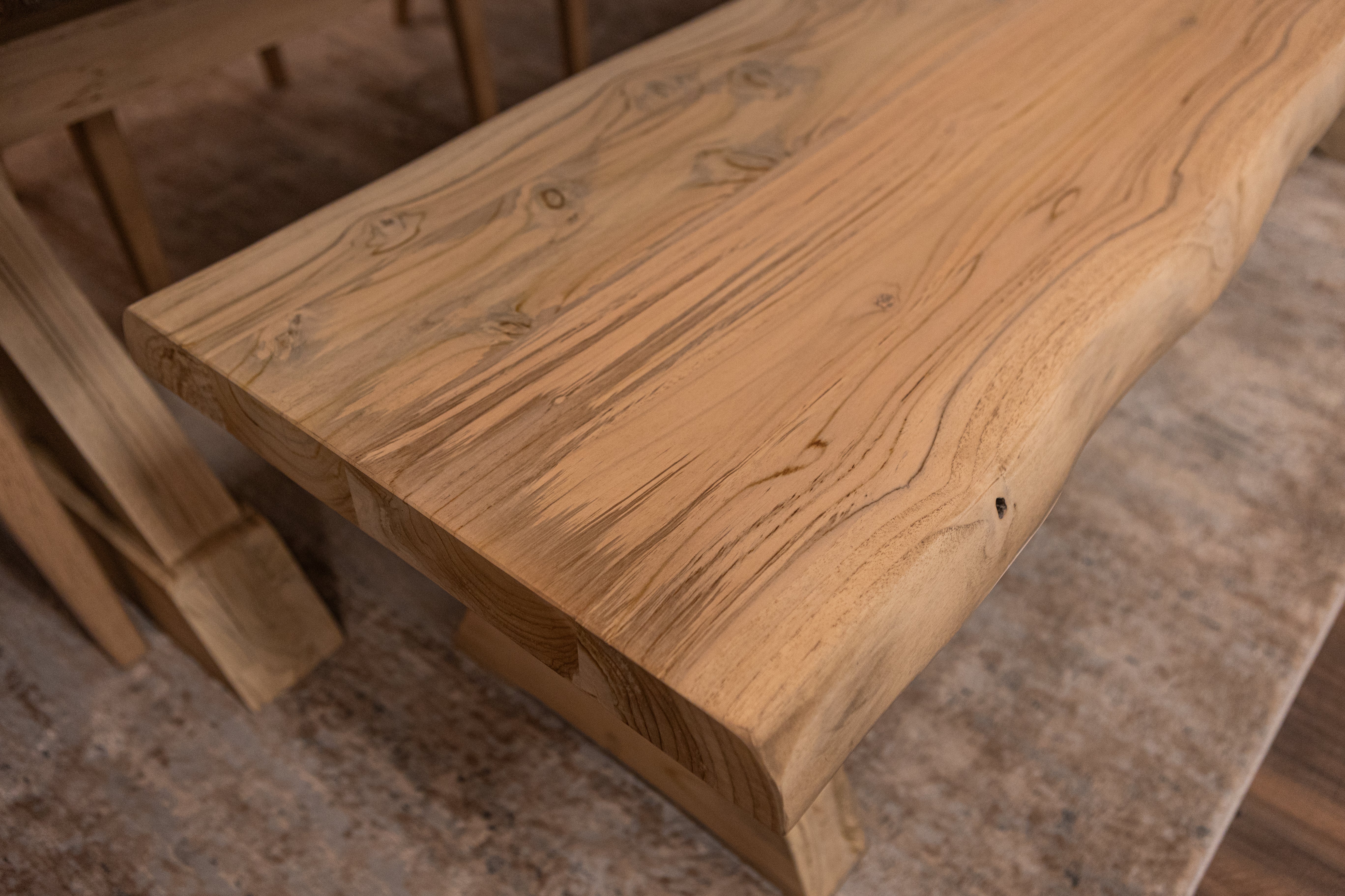 Bartholomew 72" Teak Live Edge Dining Bench - Natural + Gray