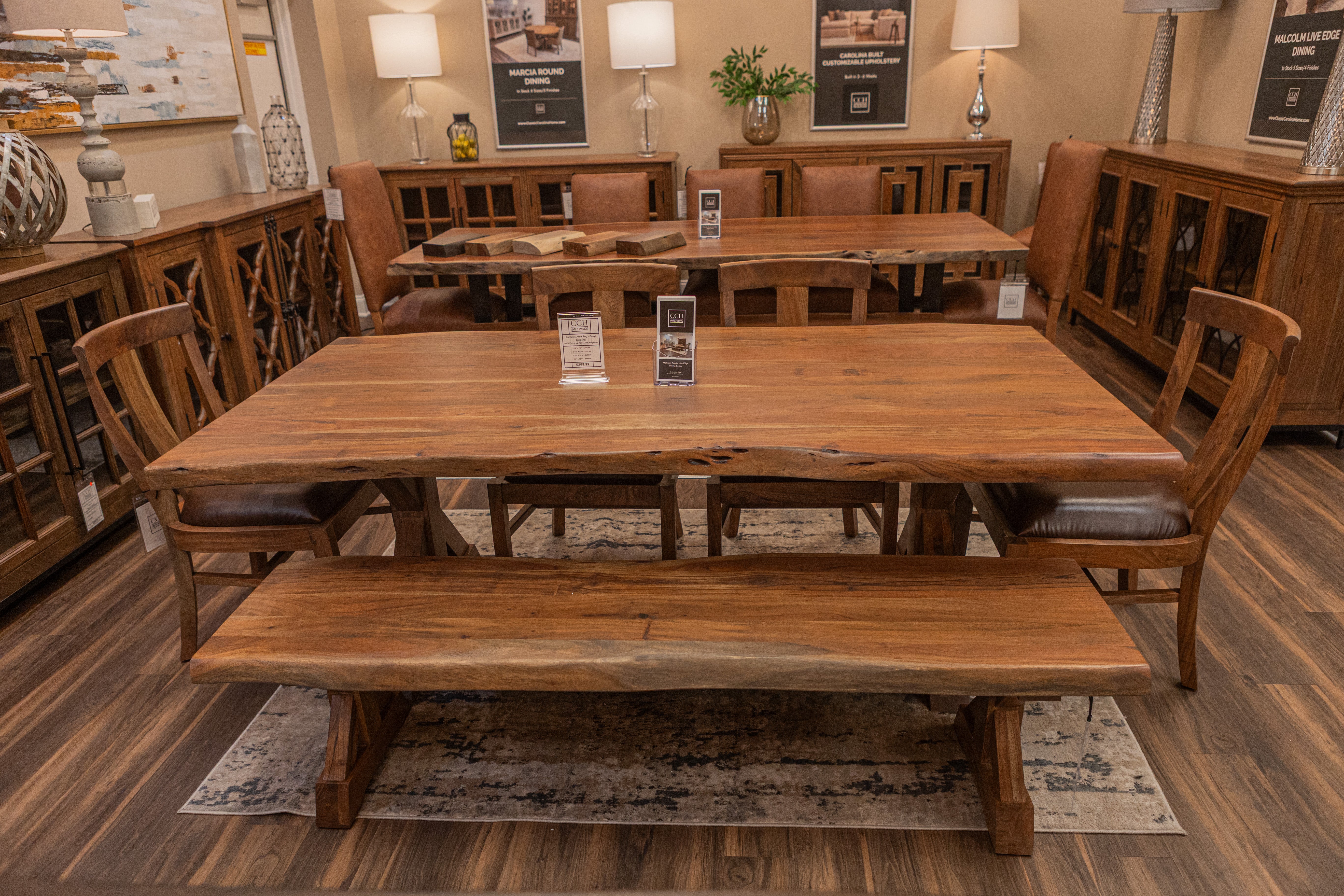 Malcolm Acacia 84" Live Edge Dining Table - Natural + Gray