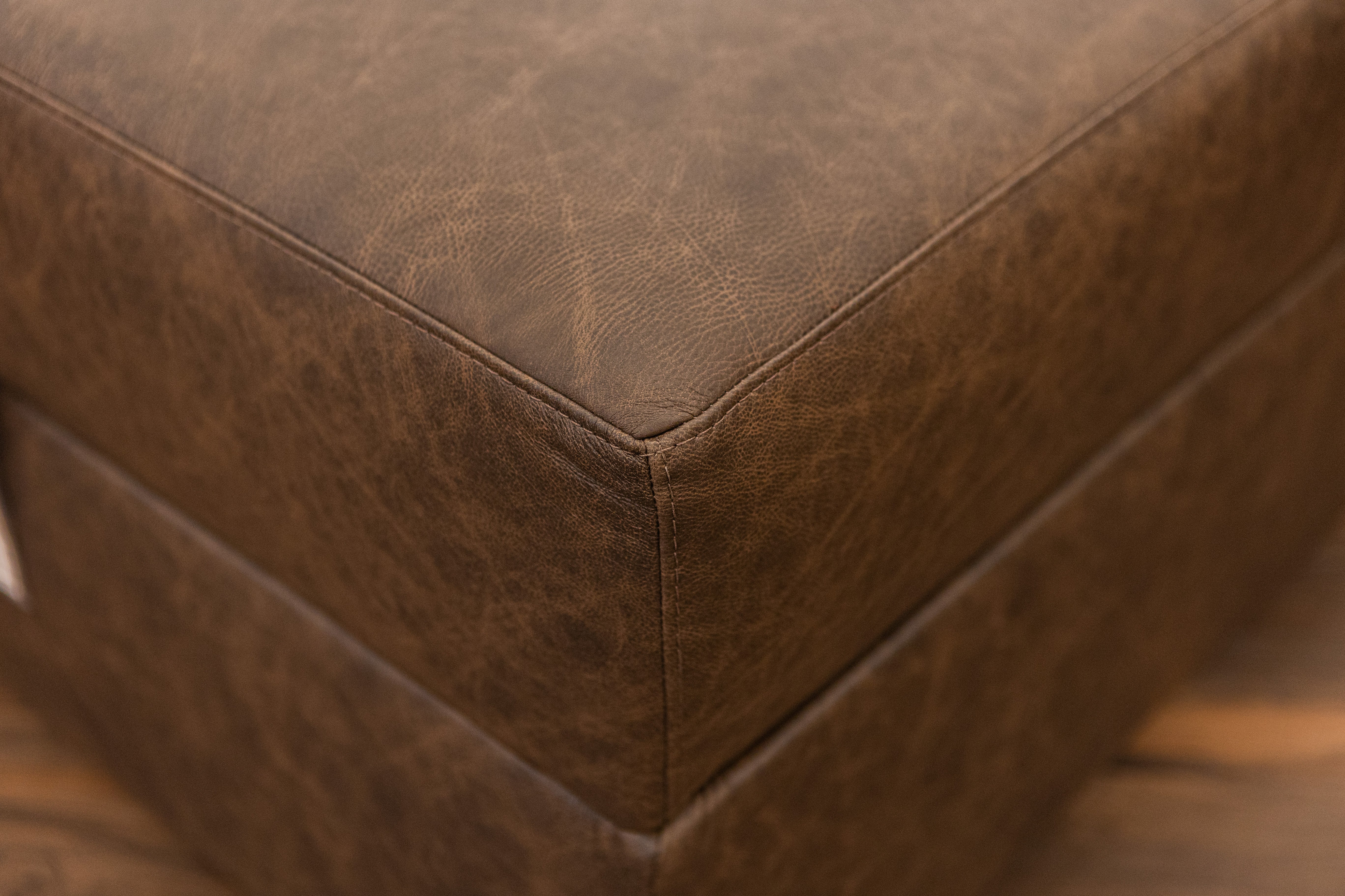 Bodie 36" Square Storage Top Grain Leather Ottoman - Omaha Cigar