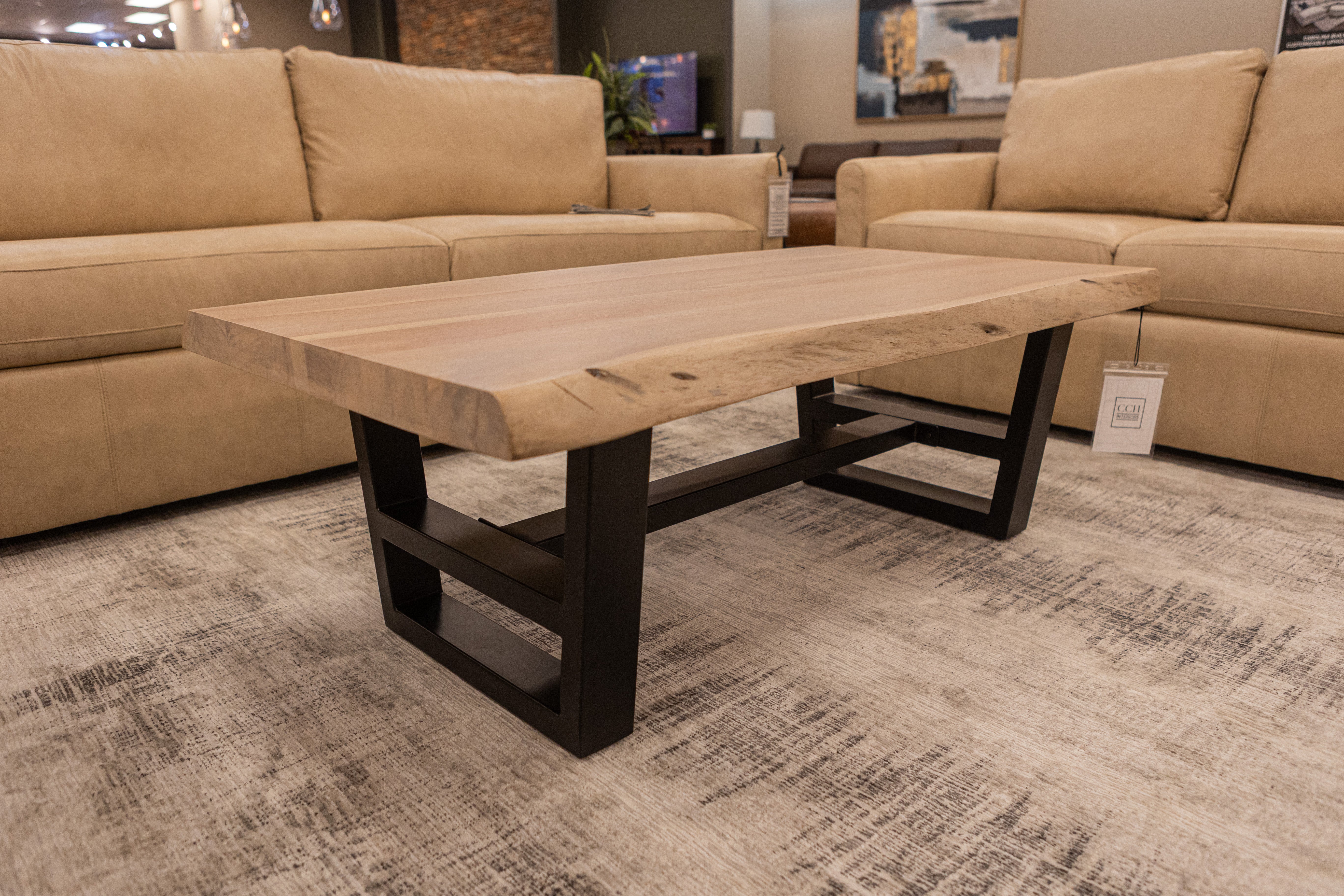 Malcolm Acacia 52" Live Edge Coffee Table - New White Wash