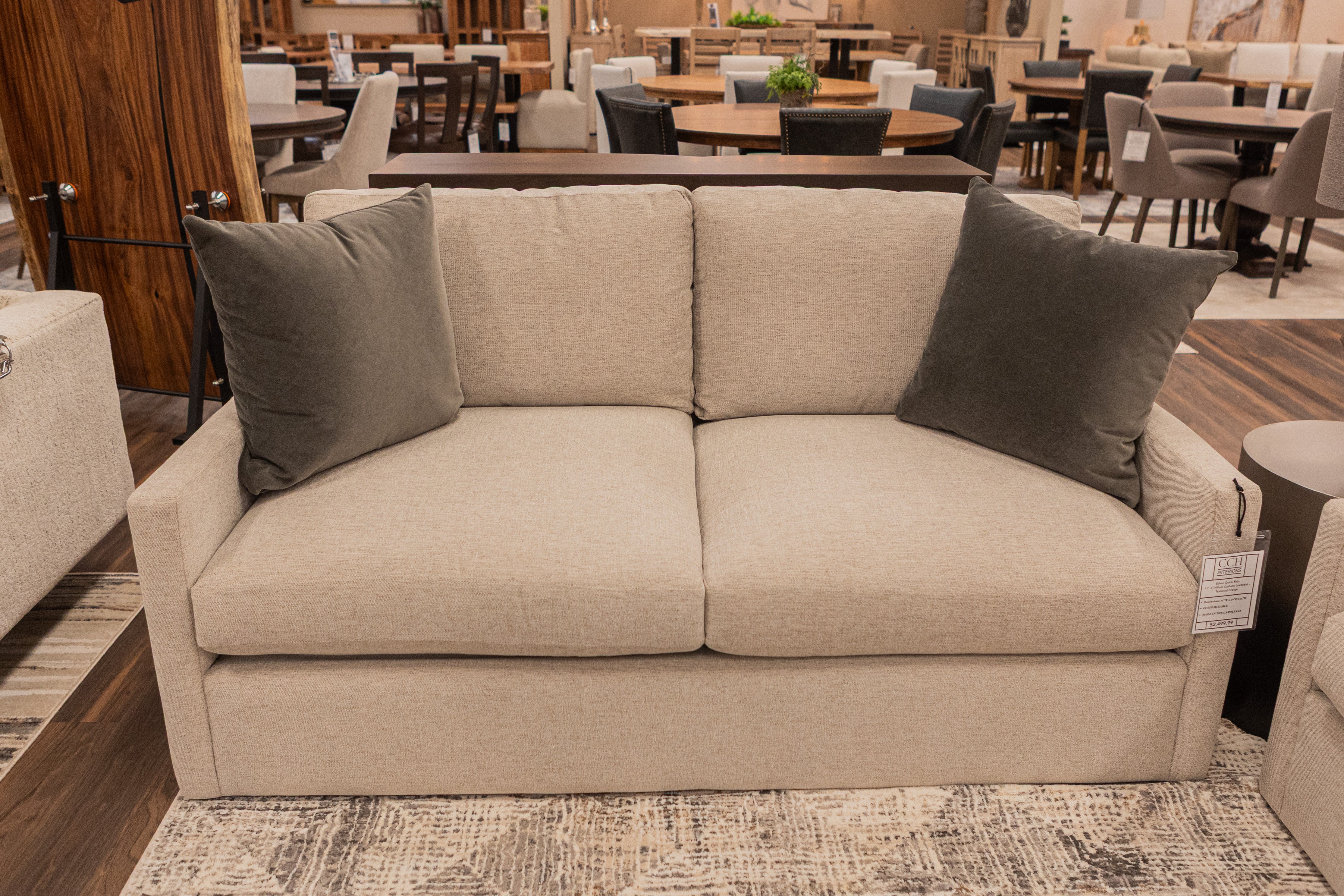 Ethan Quick Ship 71" 2 Trillium Cushion Loveseat - Textured Greige