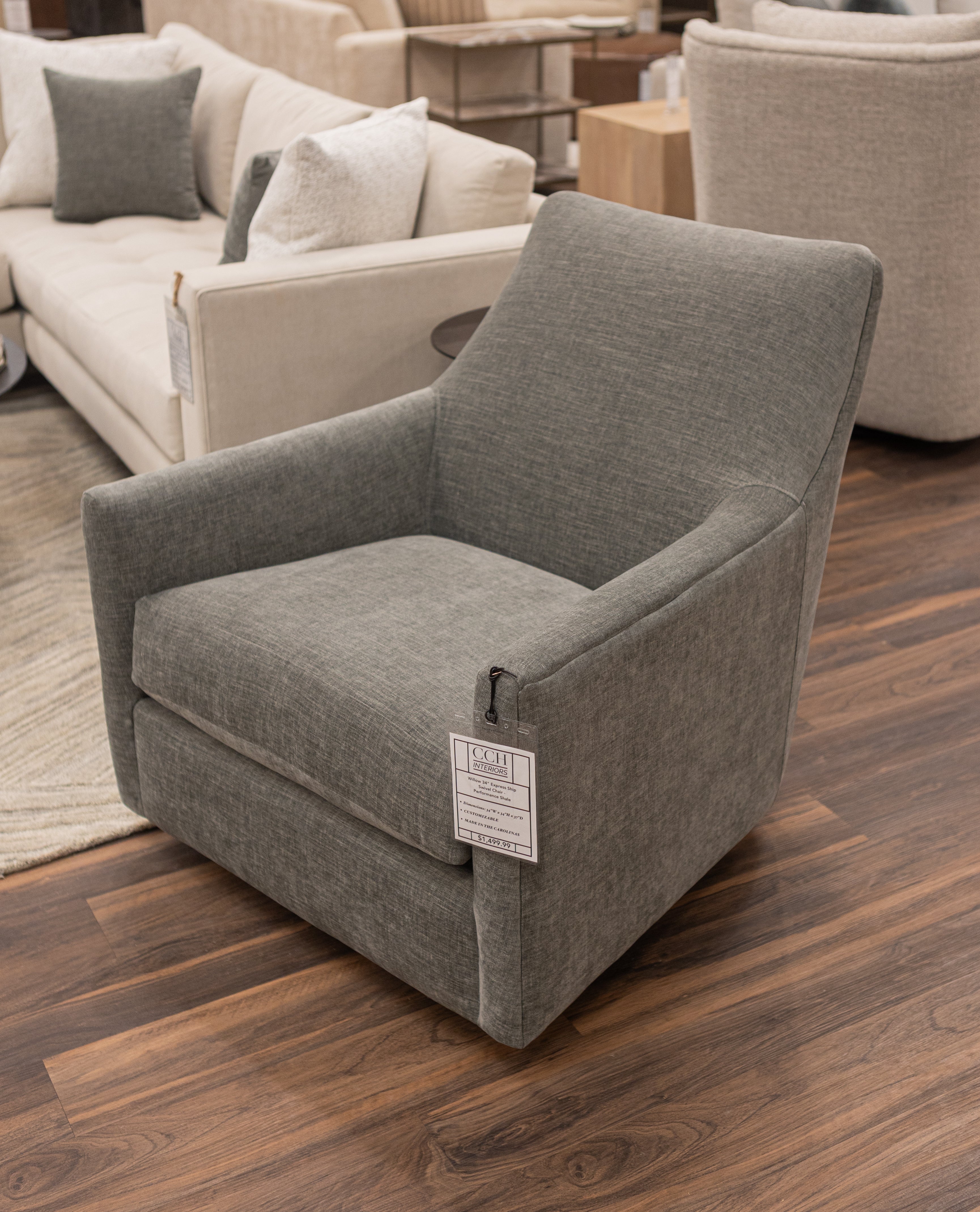 Willow 34" Express Ship Swivel Glider Chair - Performance Shale