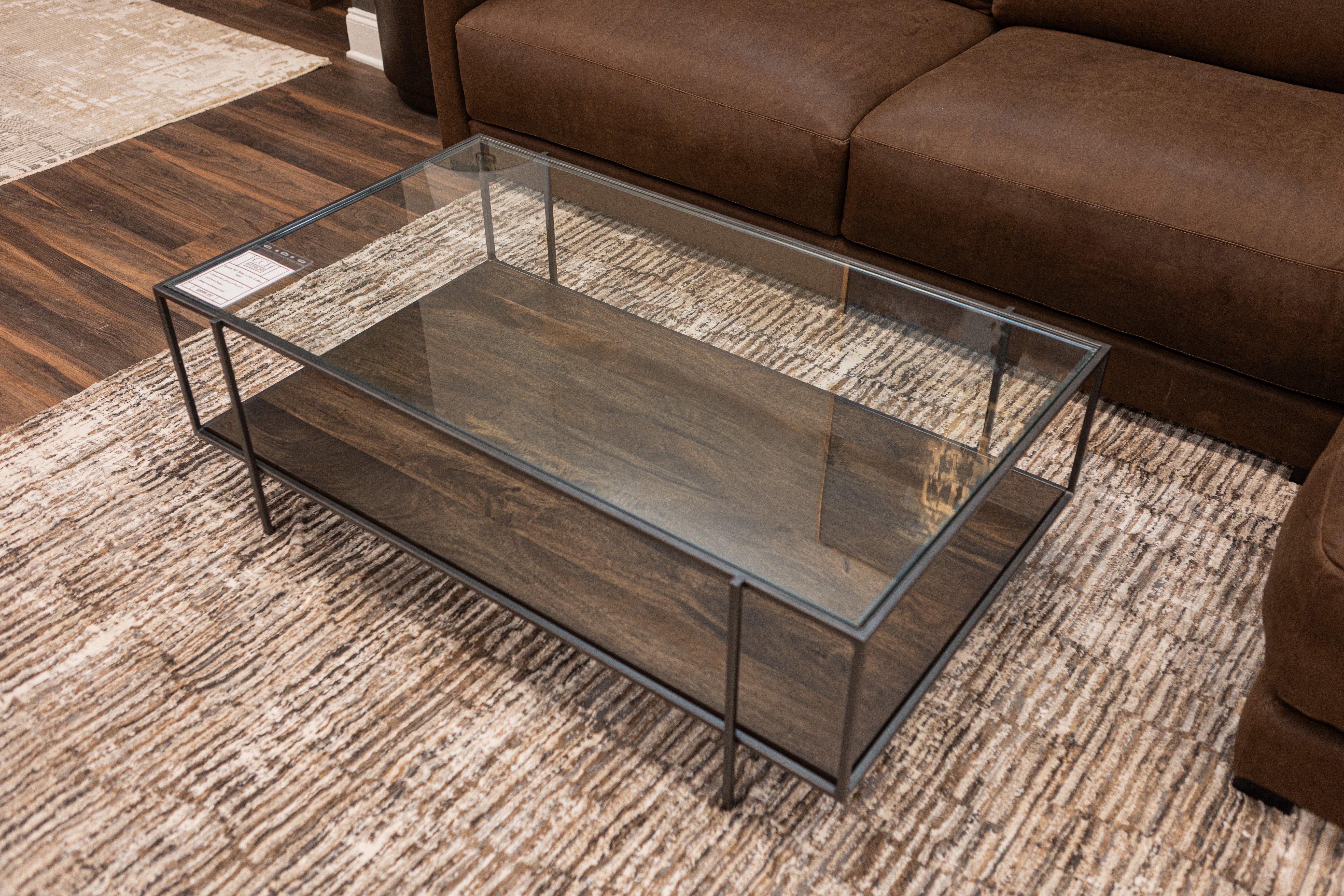 Bynum 48" Glass + Iron Coffee Table