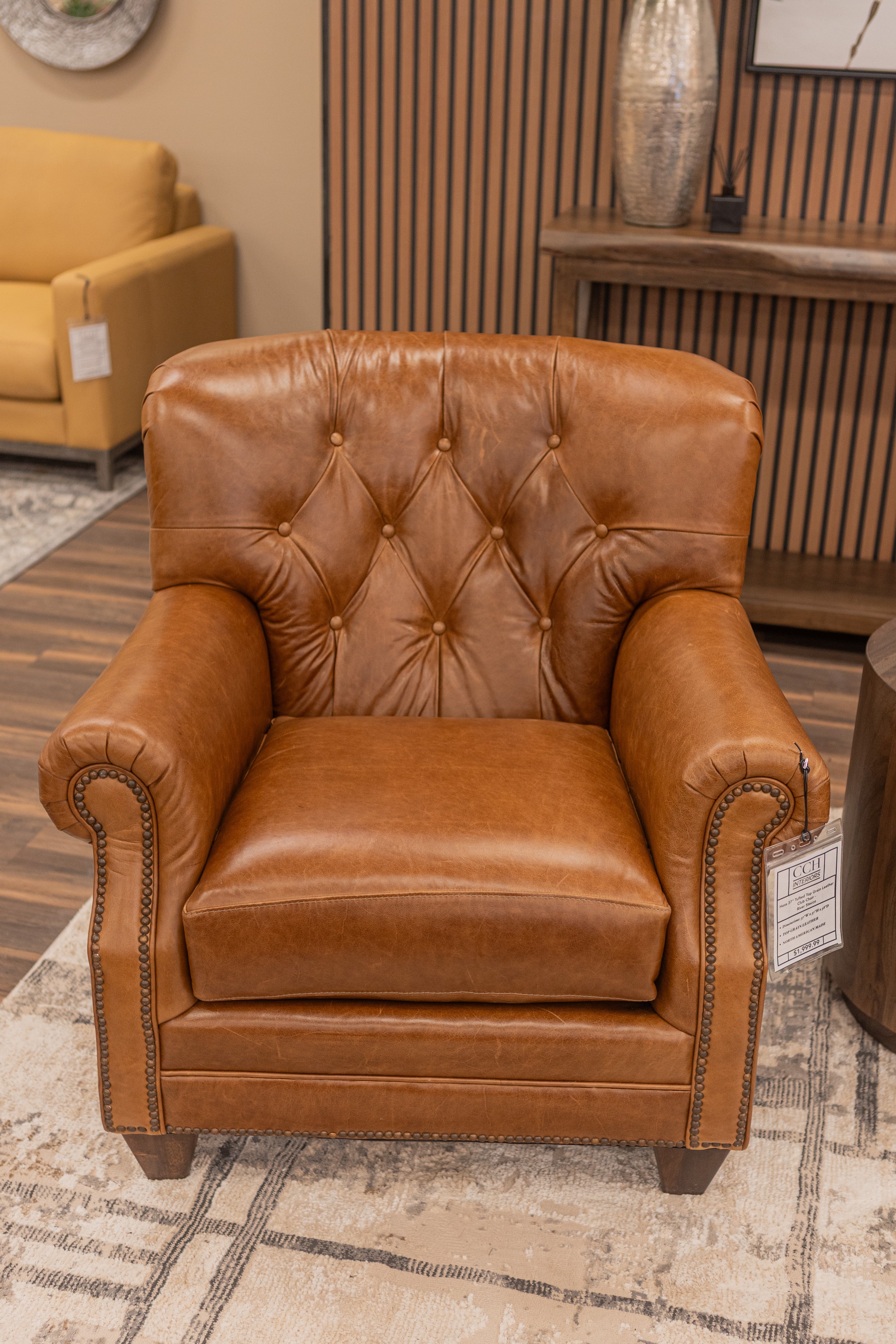 Hoss 37" Tufted Top Grain Leather Club Chair - River Stecco
