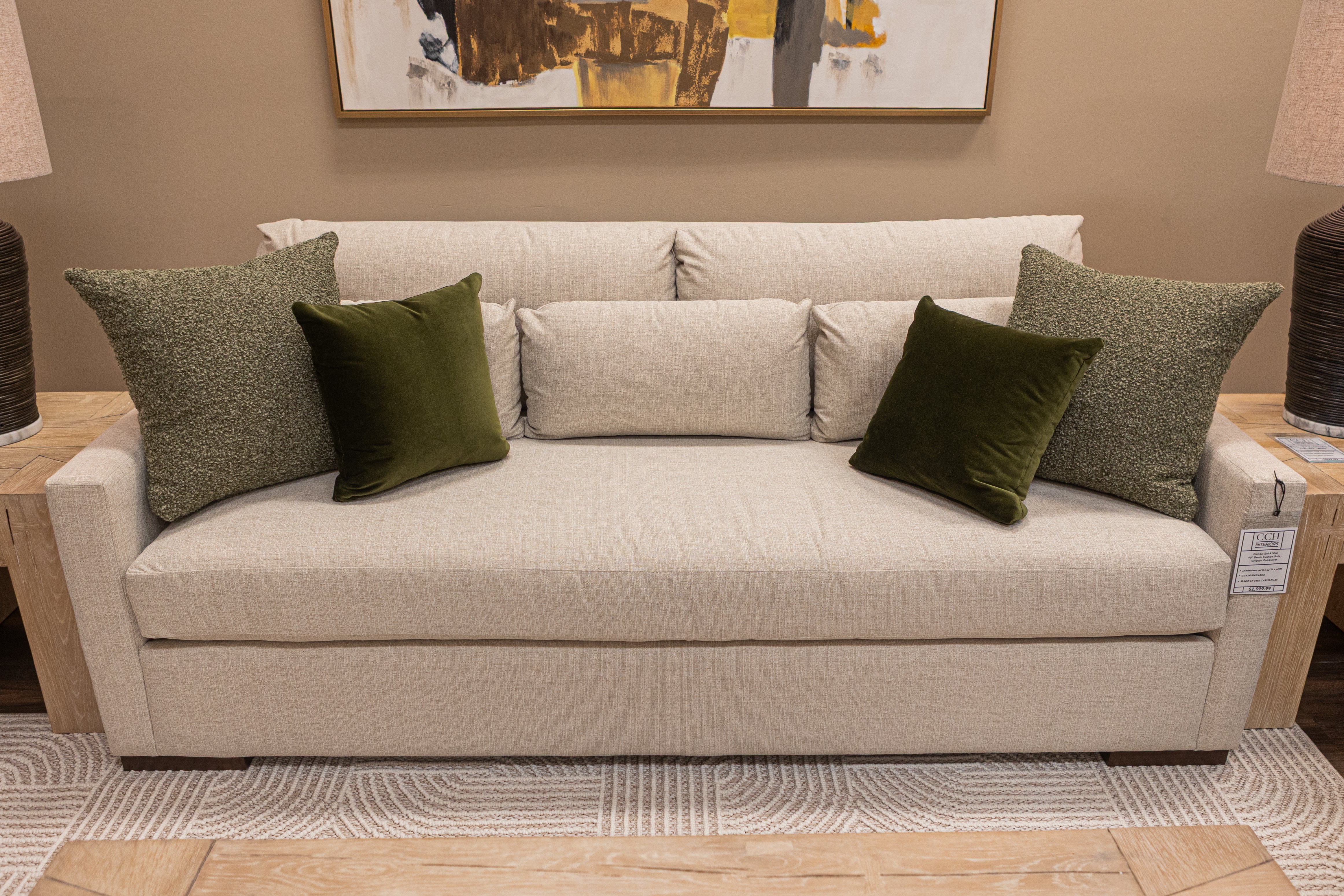 Glenda Quick Ship 90" Bench Cushion Sofa - Crypton Quicksilver