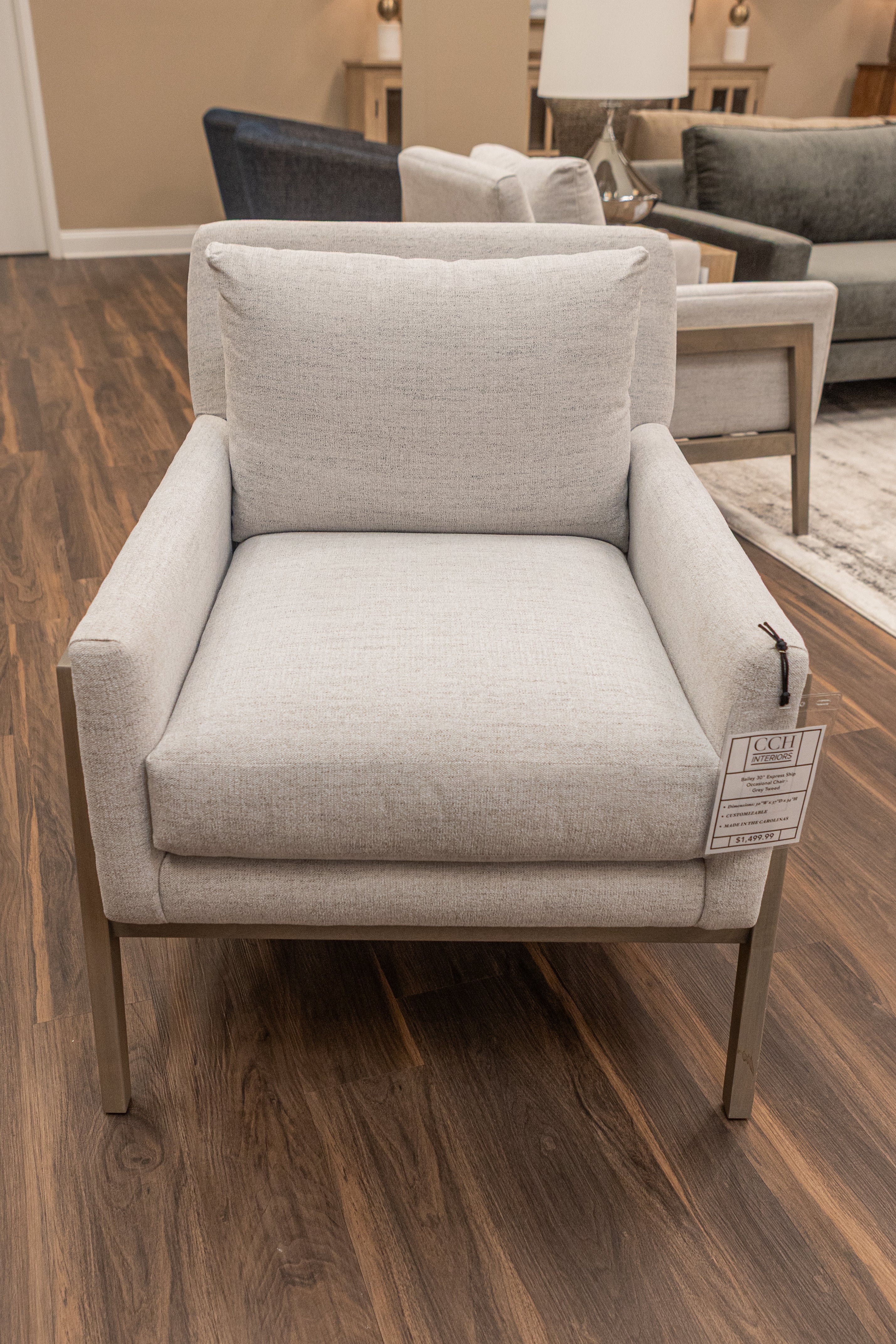 Bailey 30" Express Ship Occasional Chair - Grey Tweed