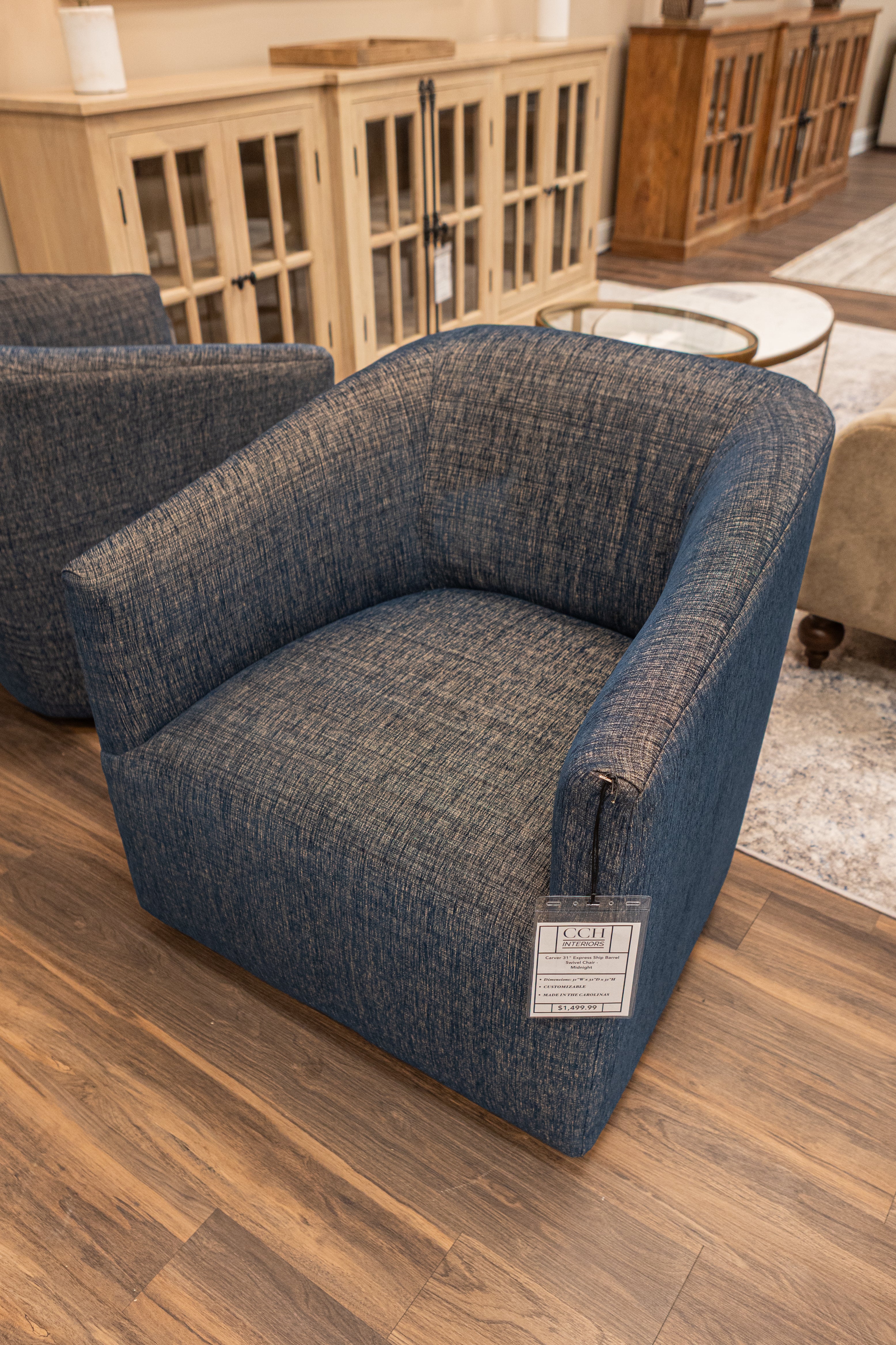 Carver 31" Express Ship Barrel Swivel Chair - Midnight