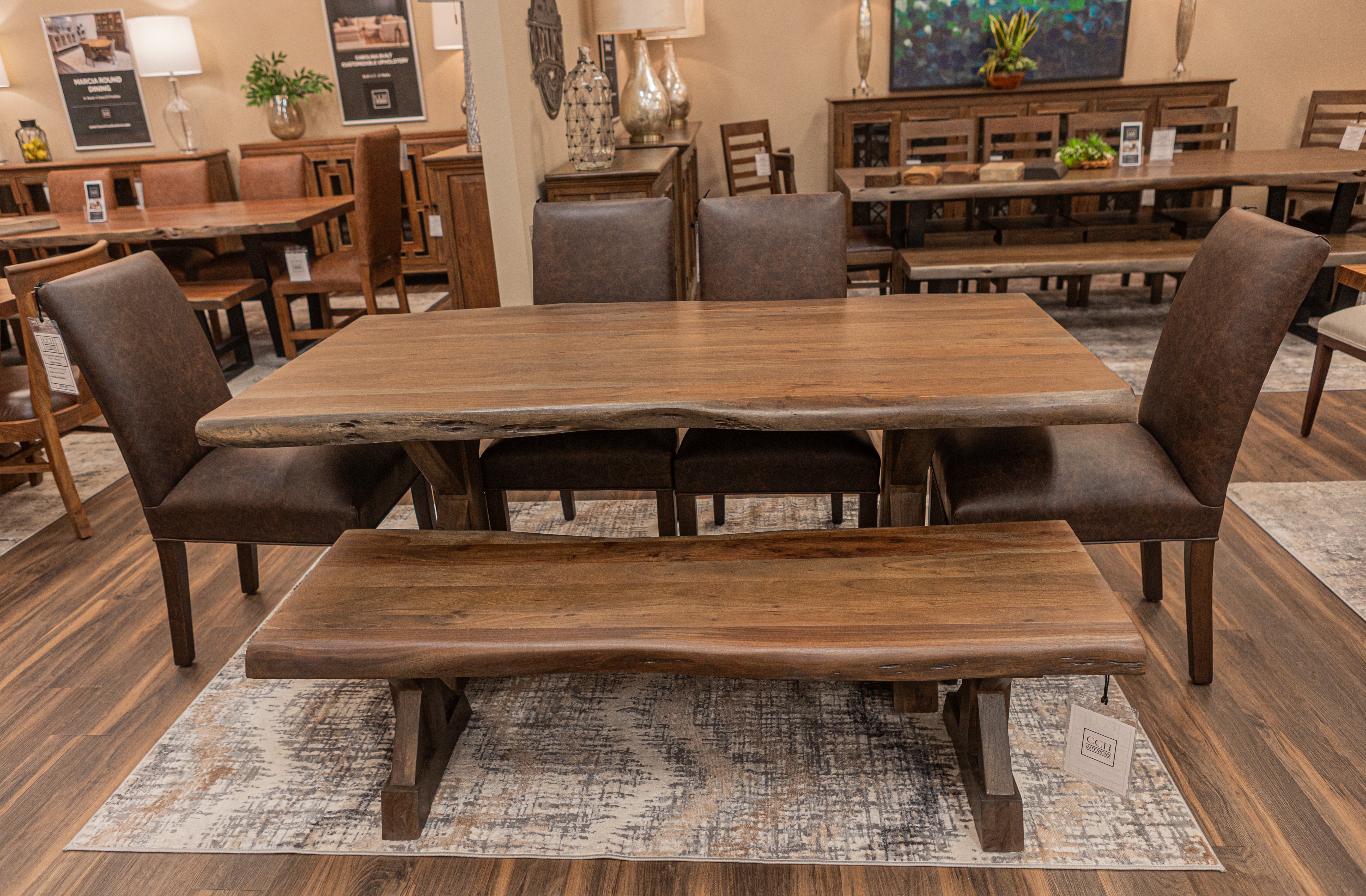 Nathan 72" Acacia Live Edge Dining Bench - Natural + Smoke