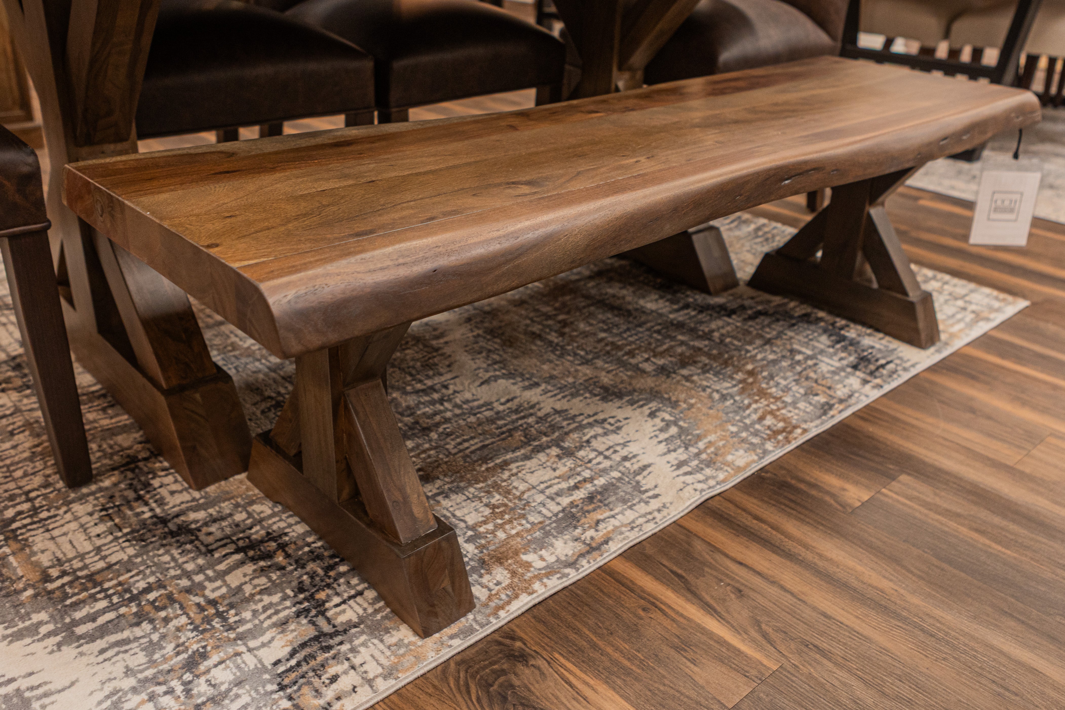 Nathan 72" Acacia Live Edge Dining Bench - Natural + Smoke
