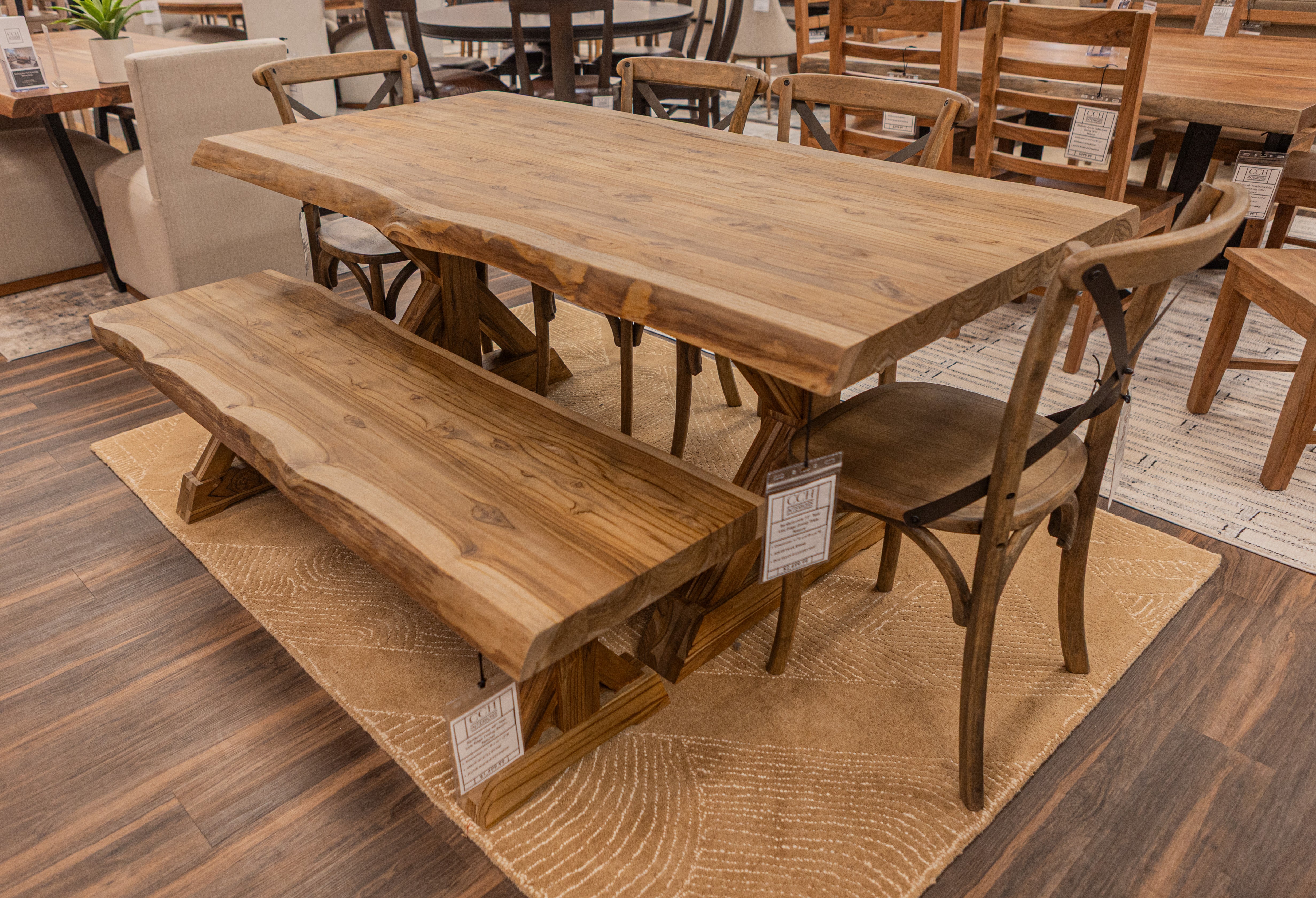 Bartholomew 72" Teak Live Edge Dining Table - Natural
