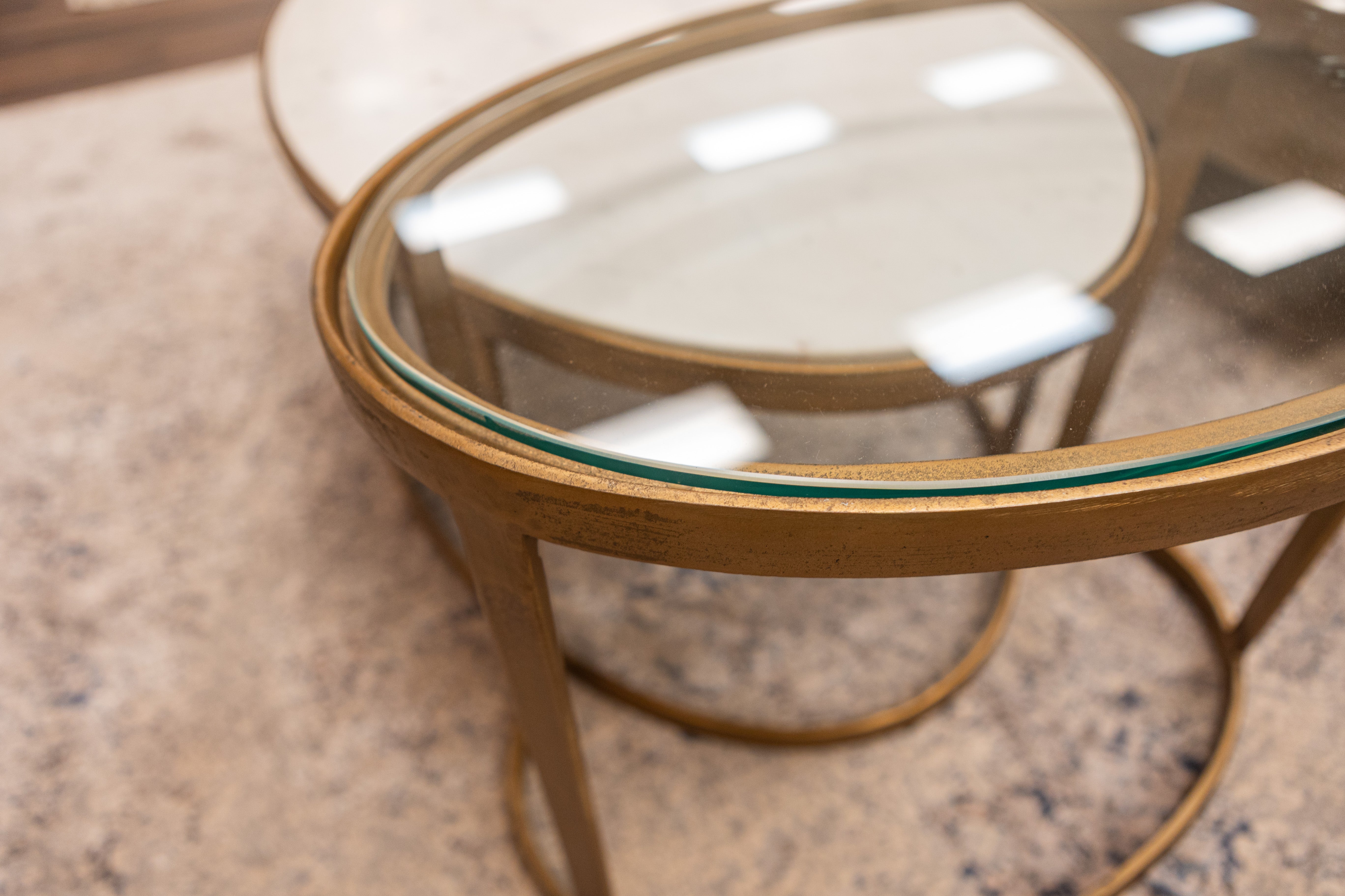 Crowder 38" Nesting Coffee Tables - Brass + Marble