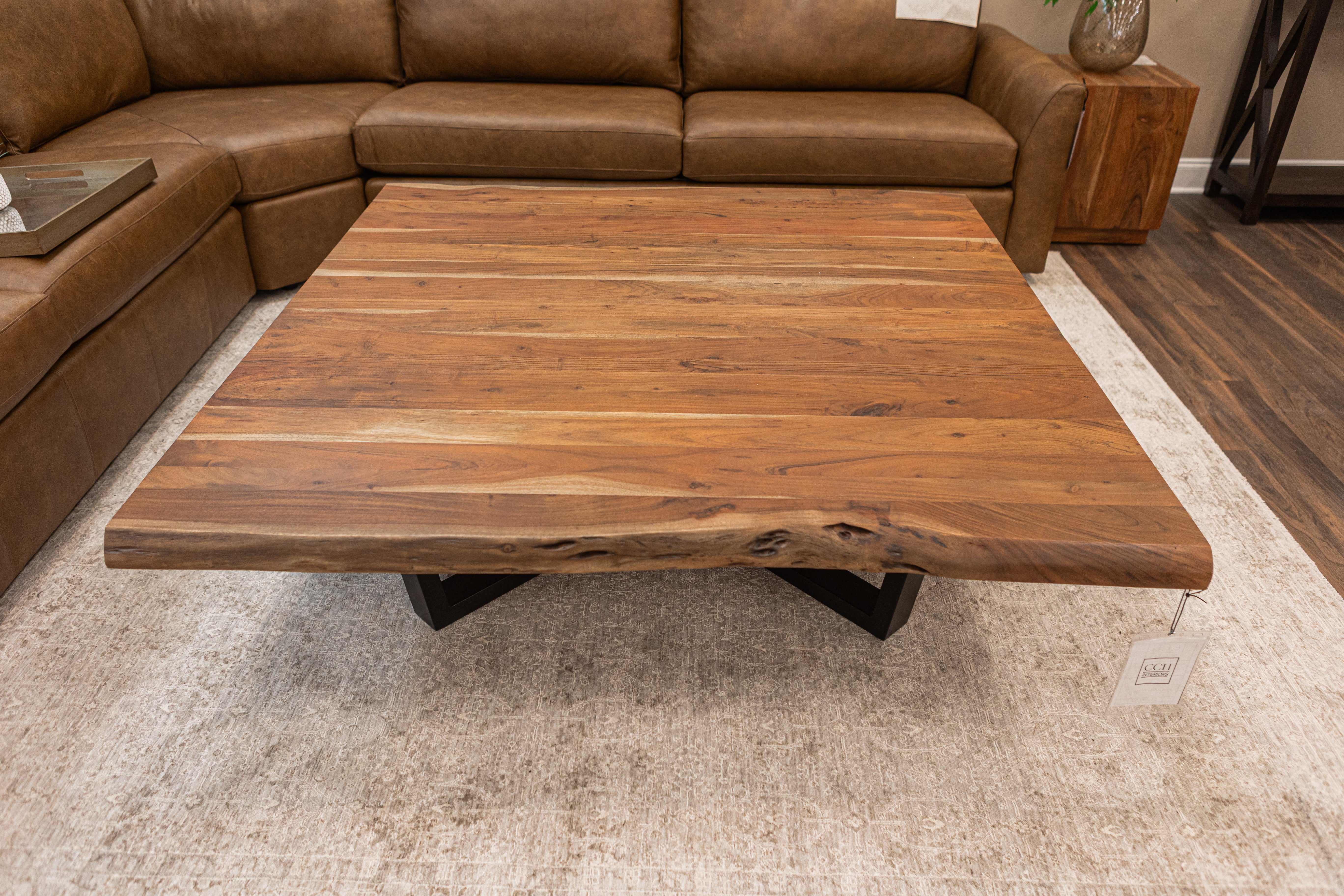 Malcolm Acacia 60" Square Live Edge Coffee Table - Natural