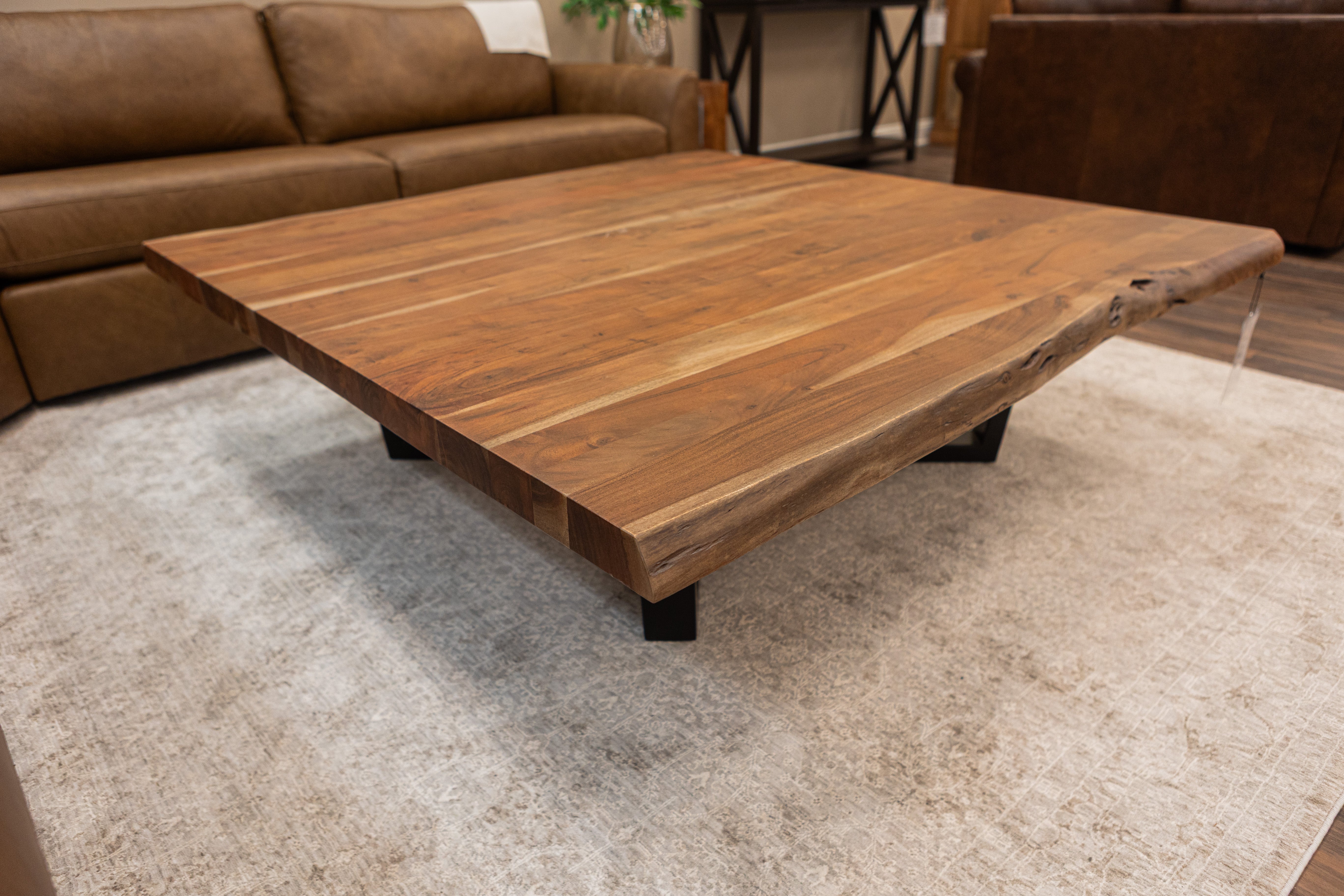 Malcolm Acacia 60" Square Live Edge Coffee Table - Natural