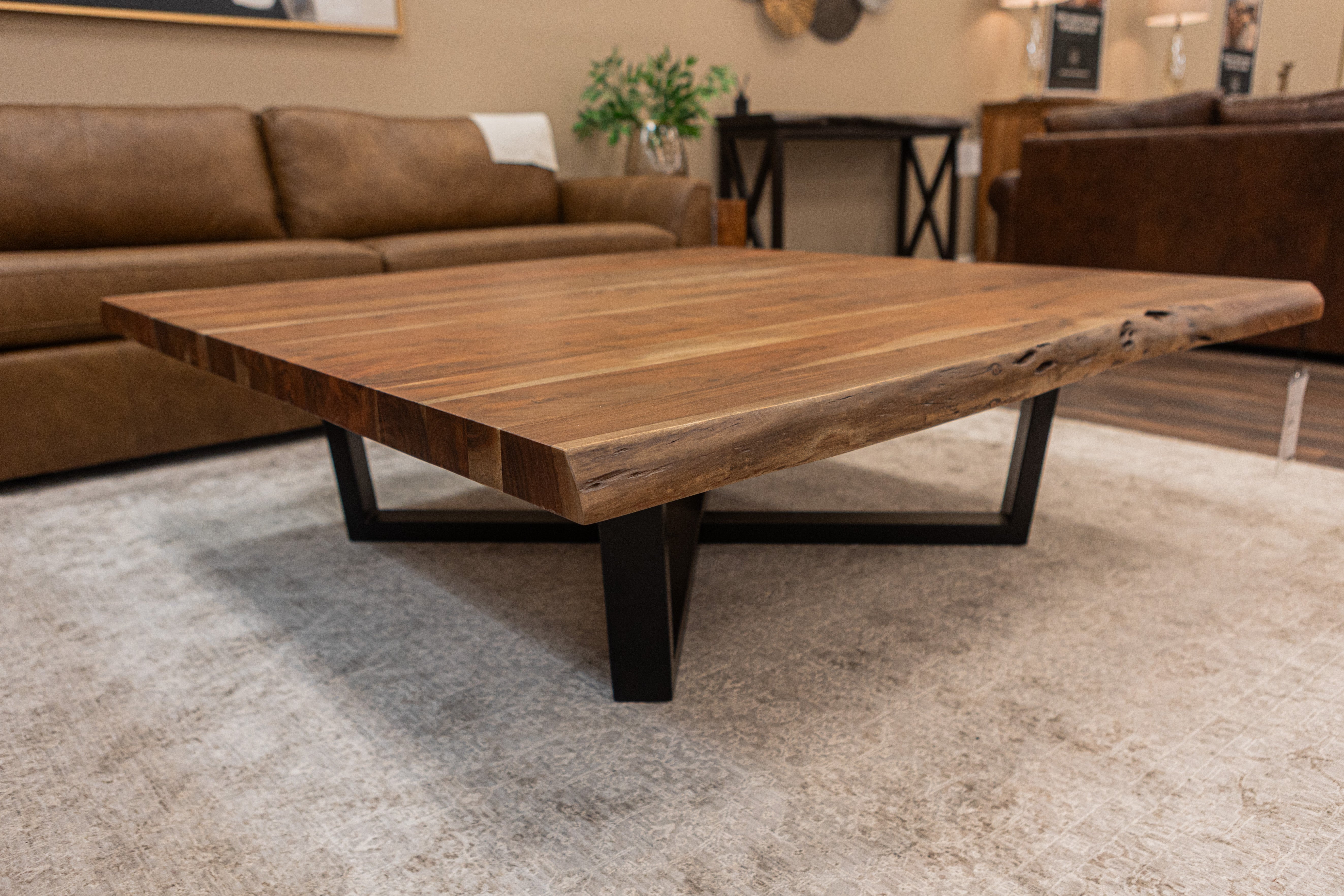 Malcolm Acacia 60" Square Live Edge Coffee Table - Natural