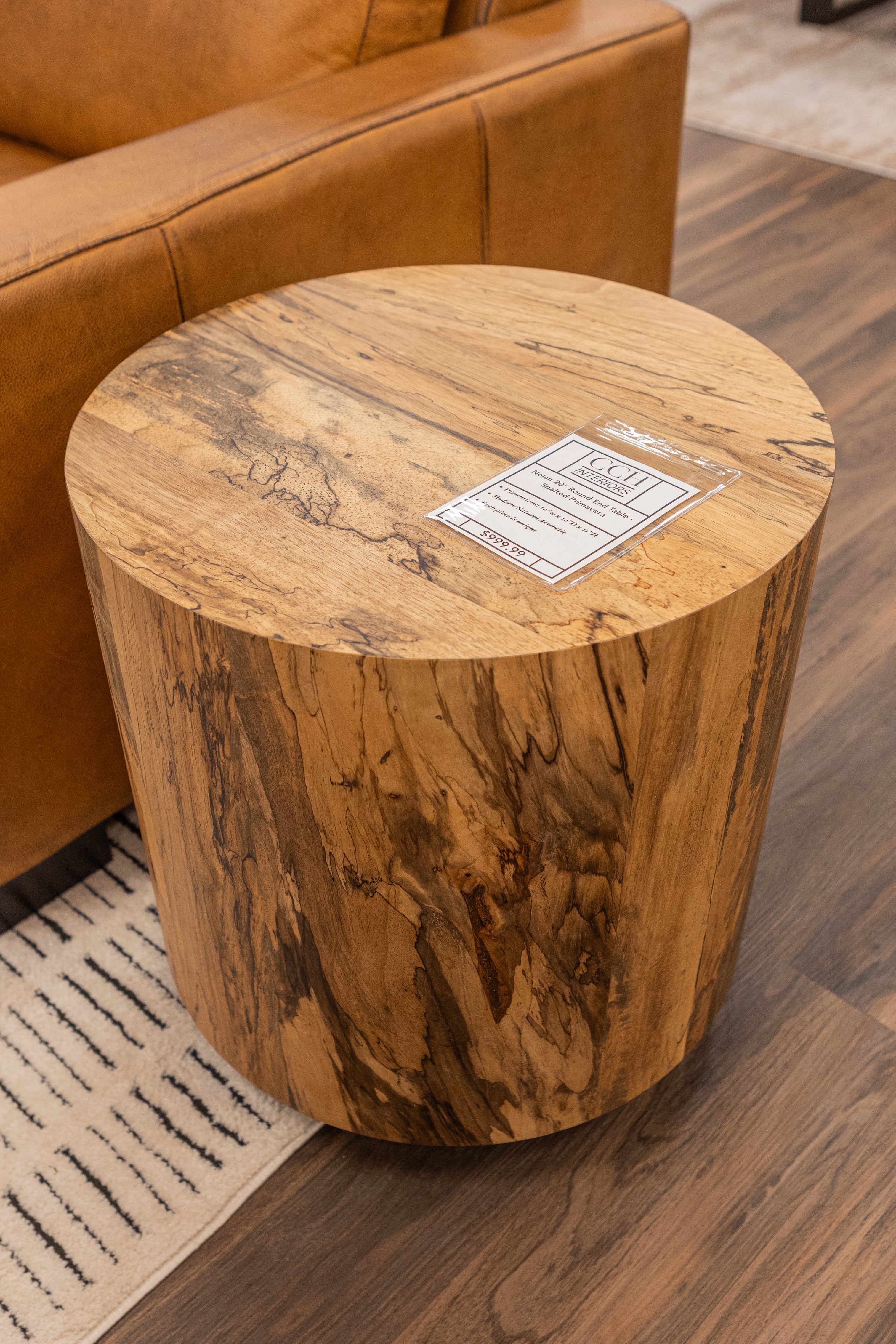 Nolan 20" Round End Table - Spalted Primavera