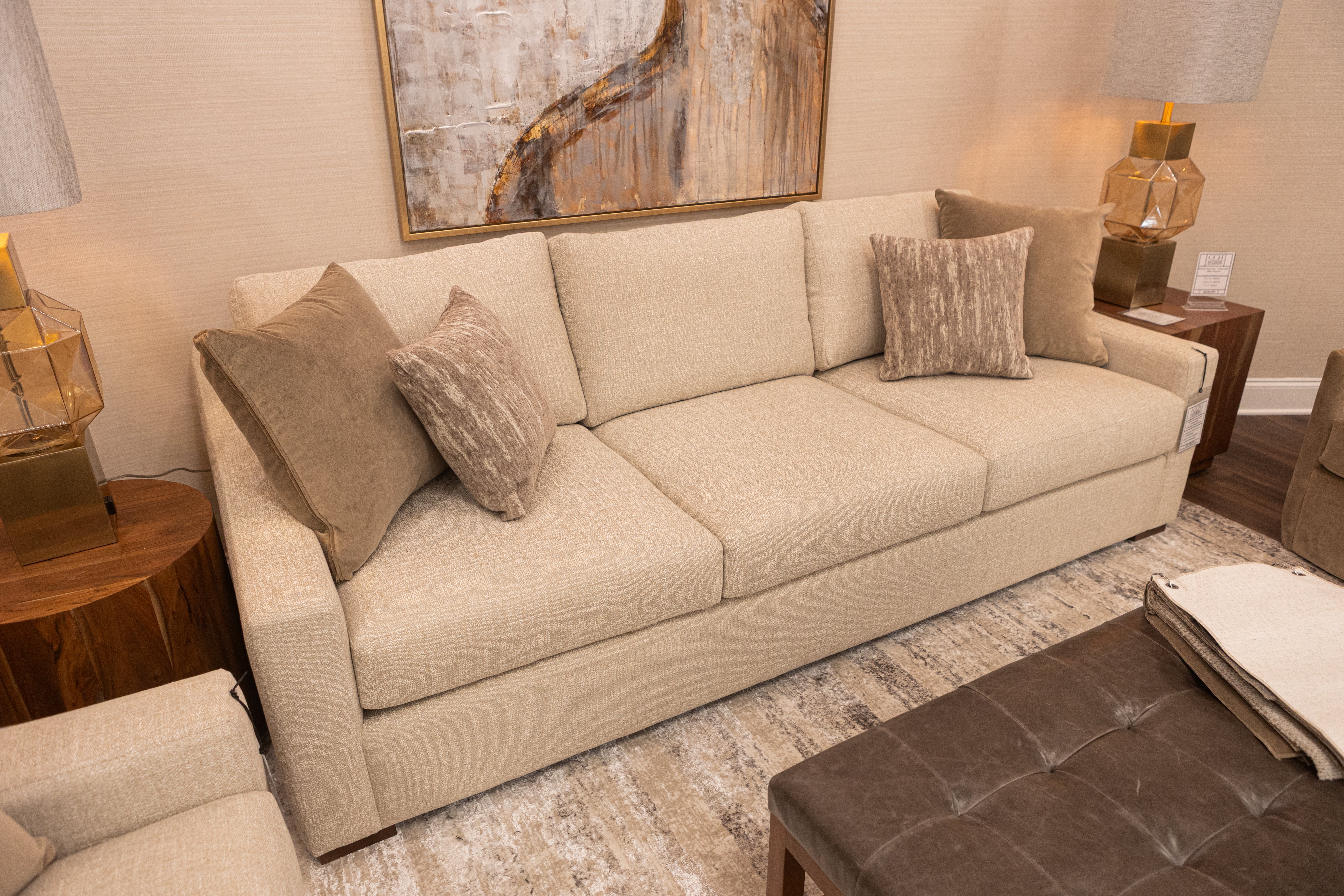 Hannah 99" Express Ship 3 Cushion Sofa - Performance Natural Cream