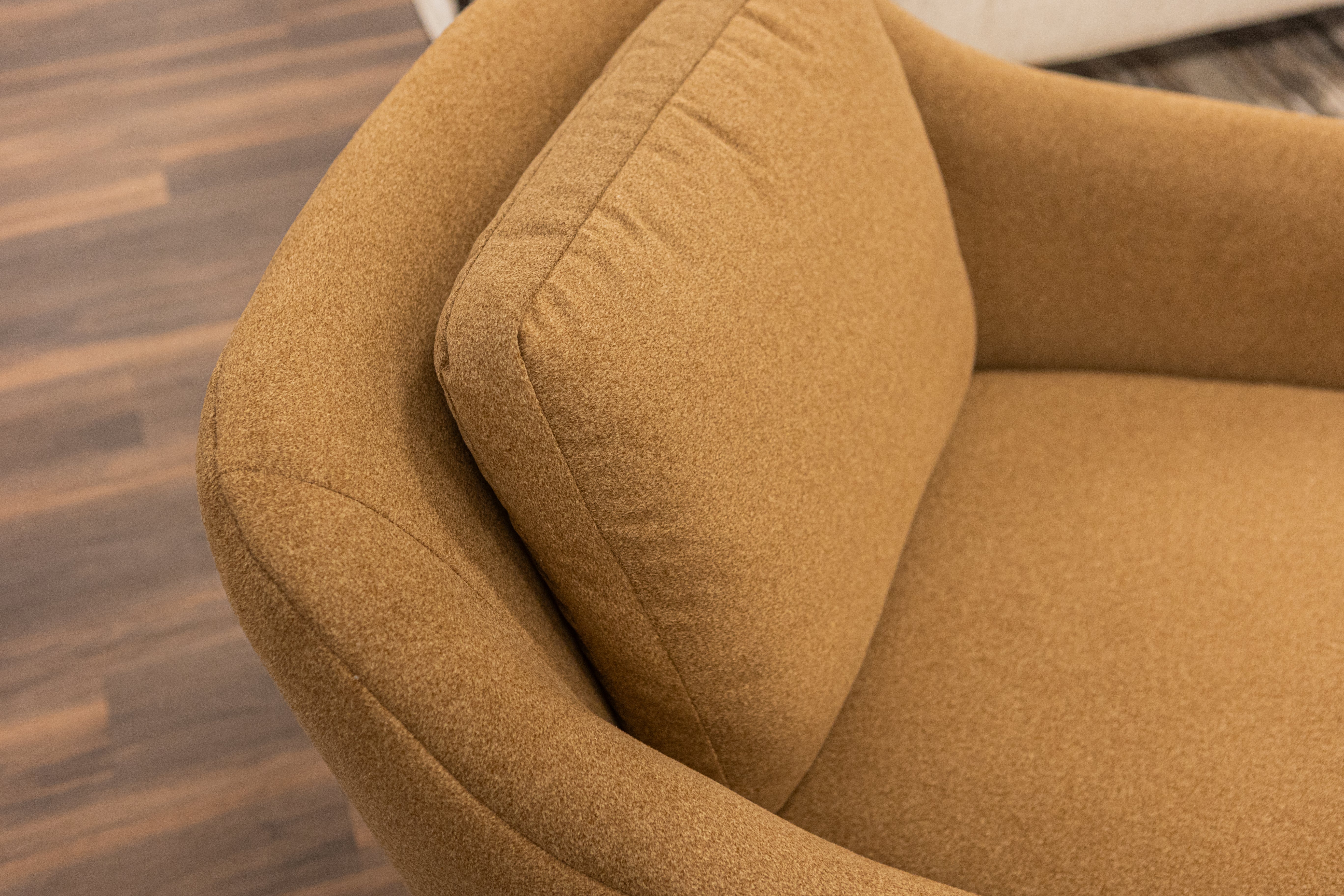 Jonah 33" Express Ship Swivel Chair - Performance Camelback + Walnut