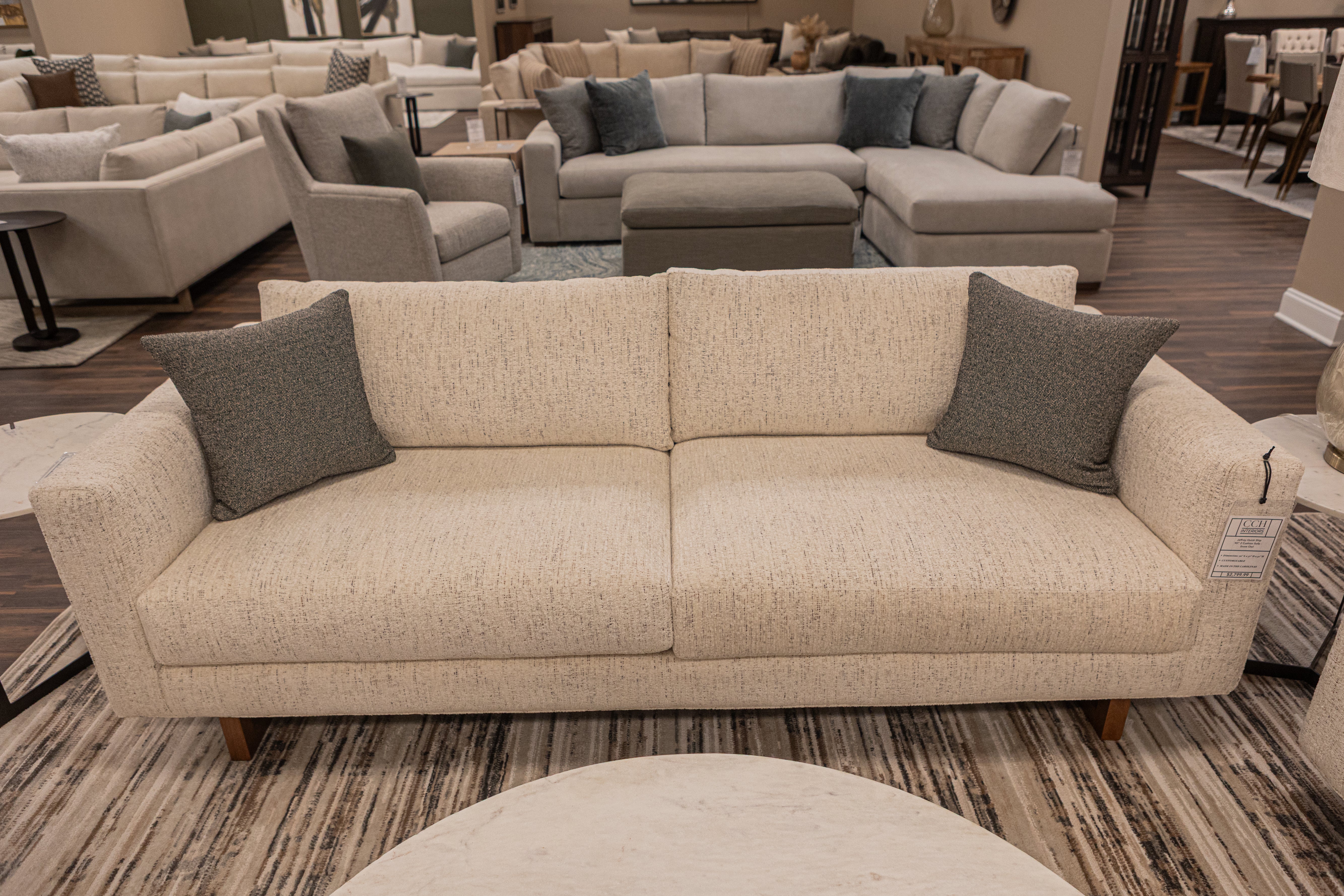 Jeffrey Quick Ship 90" 2 Cushion Sofa - Snow Owl