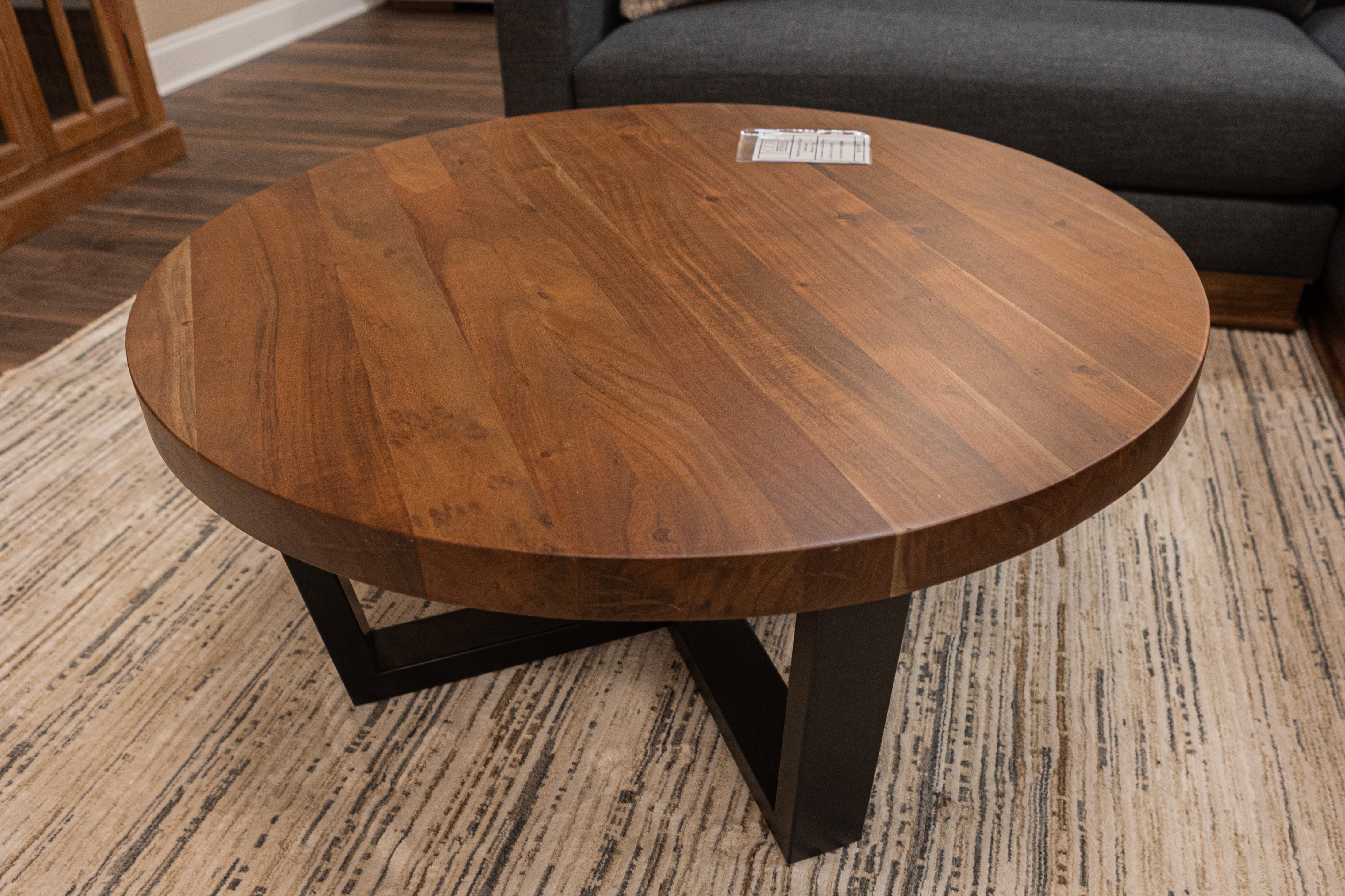Malcolm Acacia 40" Round Coffee Table - Natural & Gray