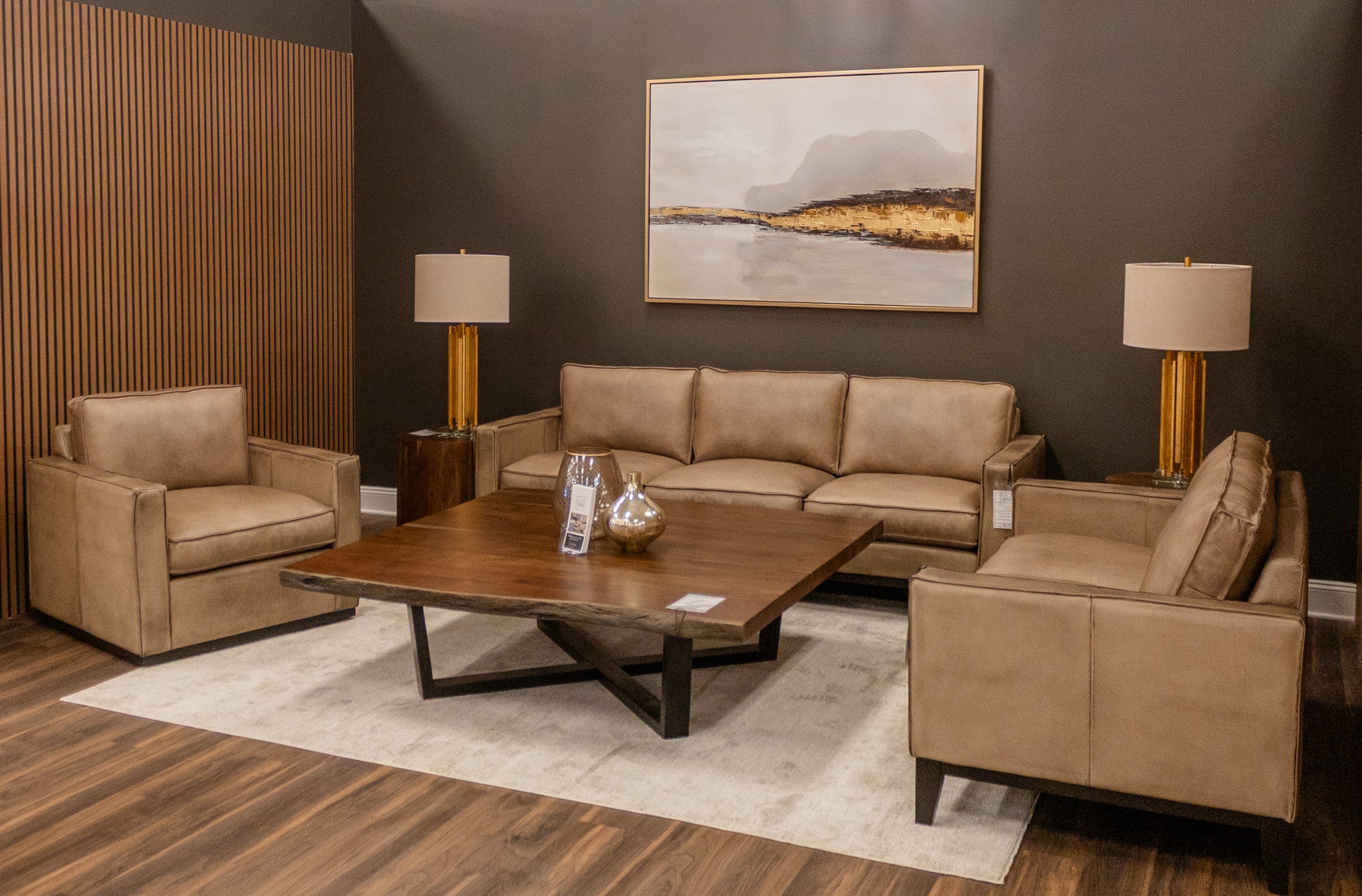 Willis 90" Top Grain Leather 3 Cushion Sofa - Diva Taupe