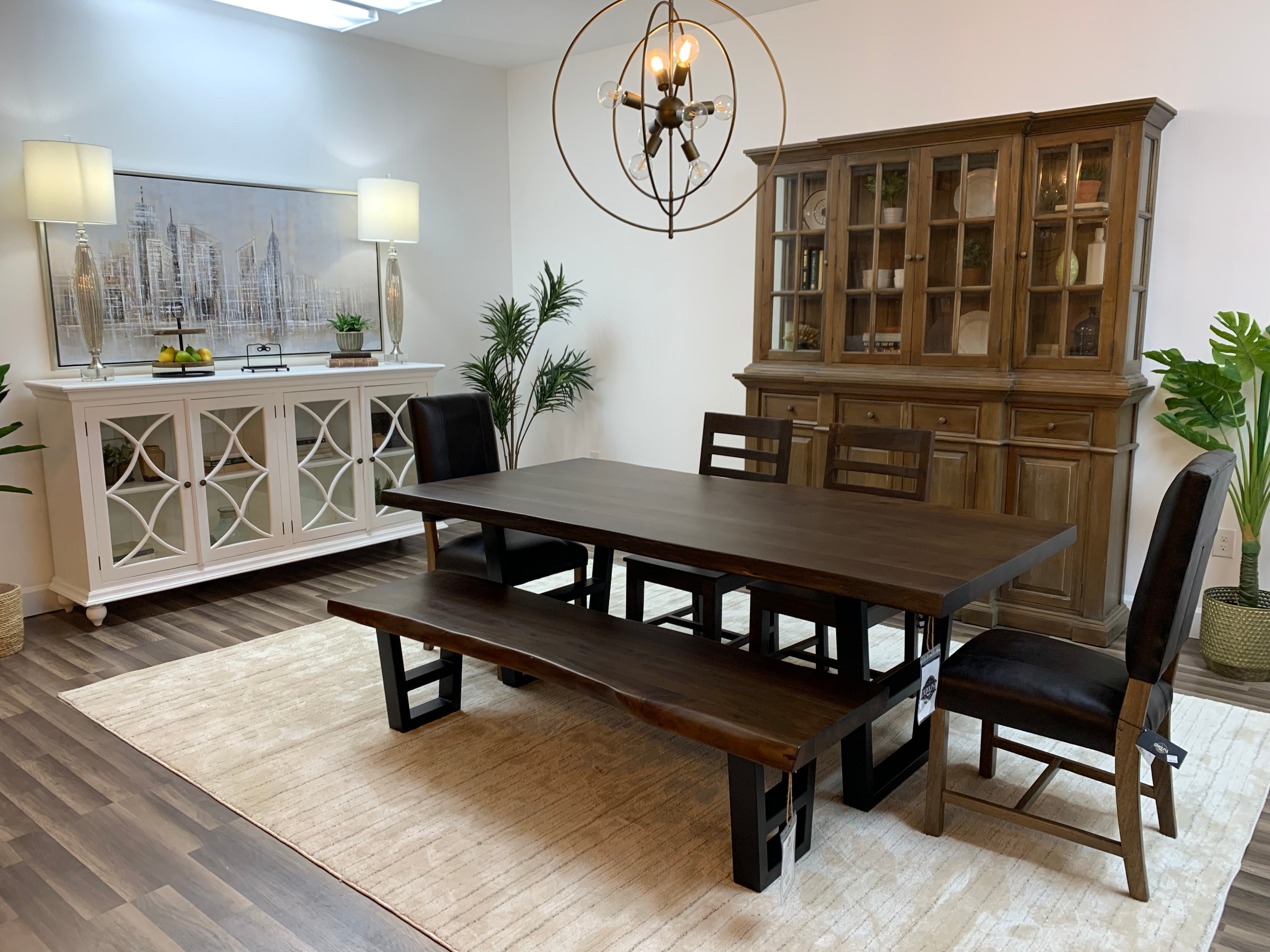 Malcolm Acacia 84" Live Edge Dining Table - Natural + Black