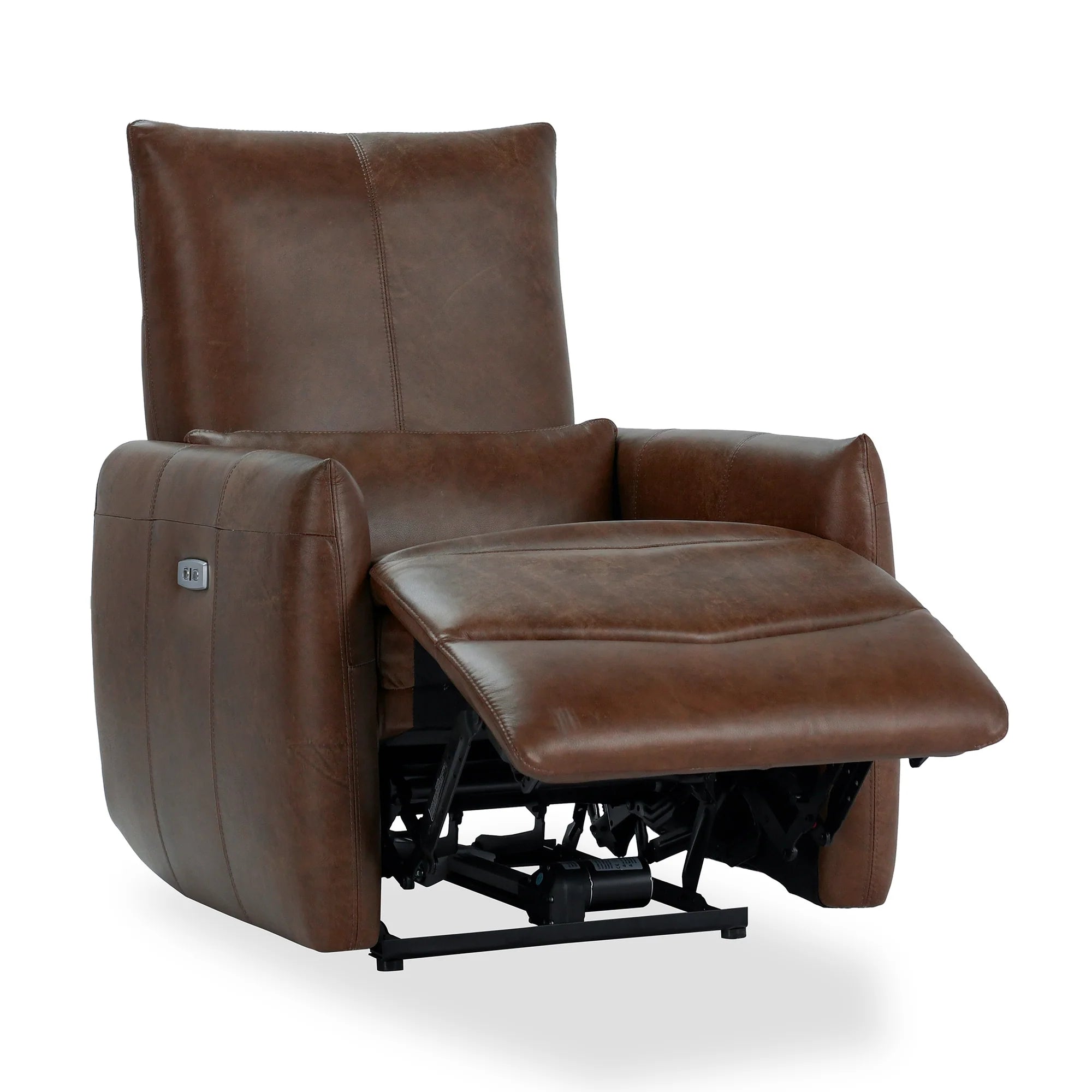 Thaliya 31" Top Grain Leather Power Recliner - Antique Brown