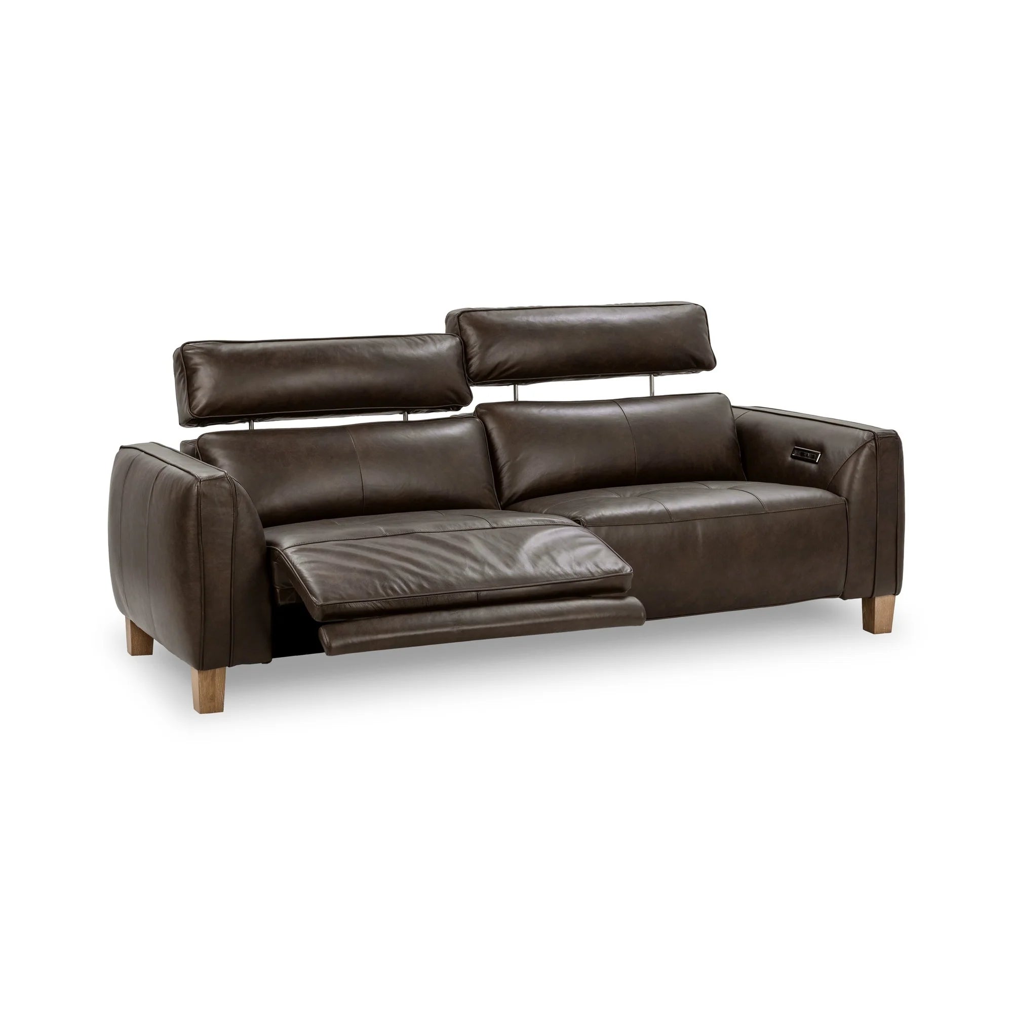 Sawyer 89" Top Grain Leather Power Recliner Sofa - Brown