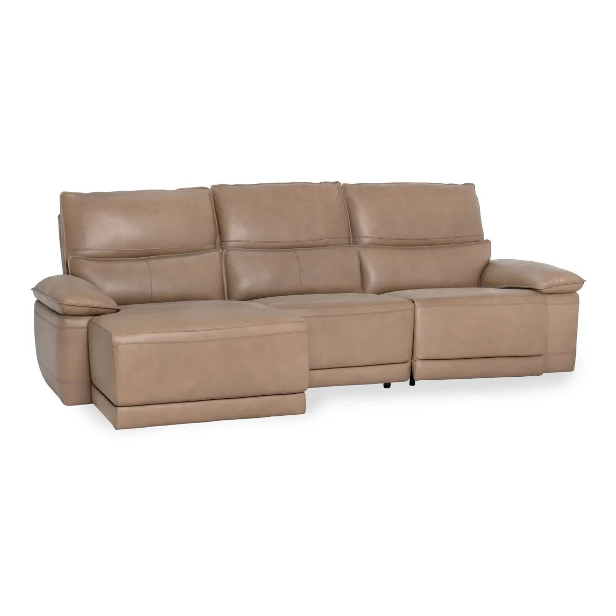Brayden 110" Top Grain Leather Power Recliner Sofa + Left Chaise - Camel