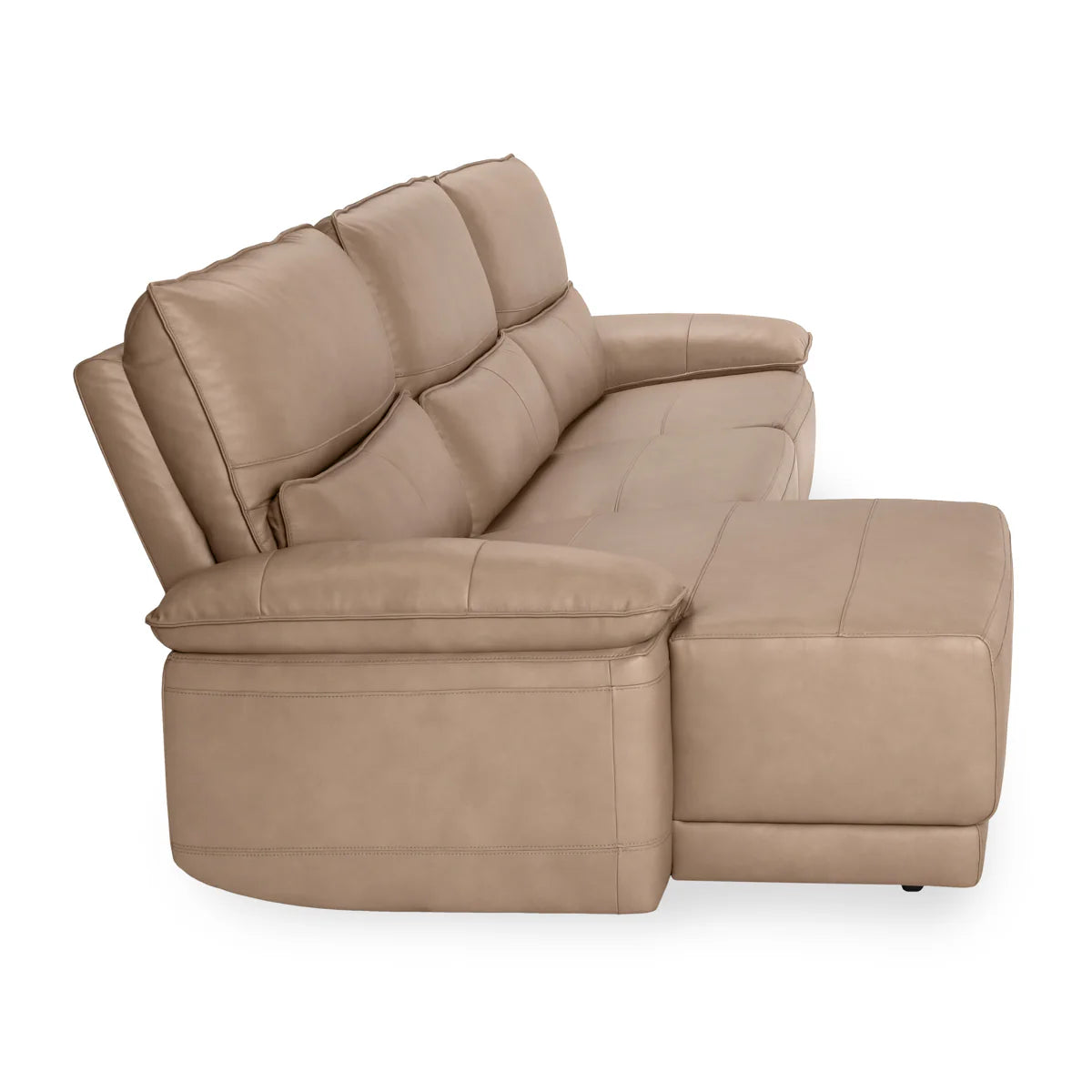 Brayden 110" Top Grain Leather Power Recliner Sofa + Left Chaise - Camel
